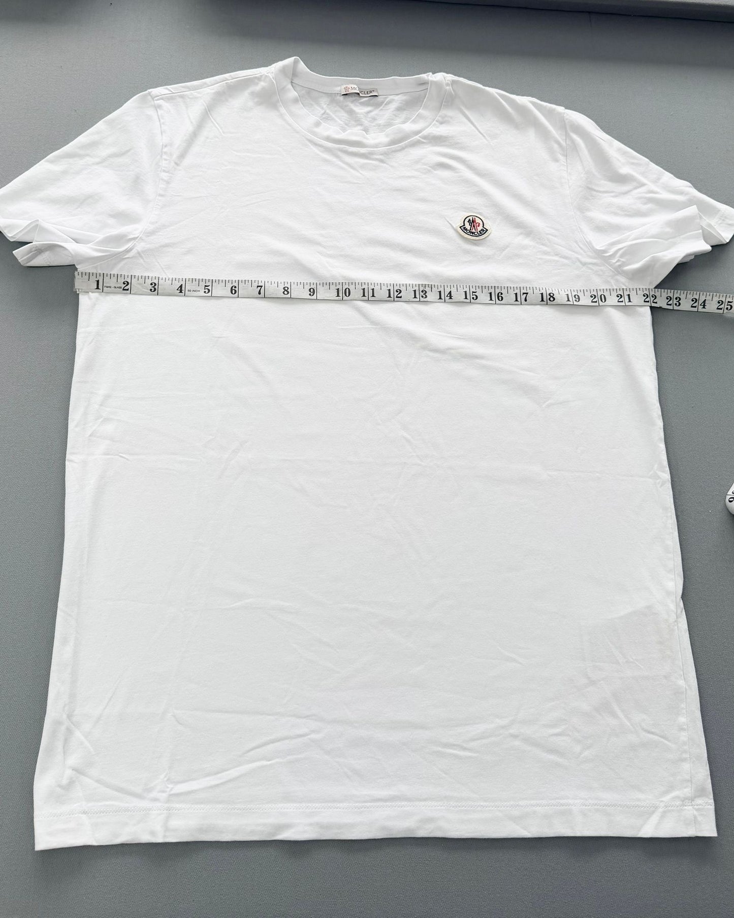 Moncler White Cotton Logo Round Neck TShirt - XL (22''ptp)