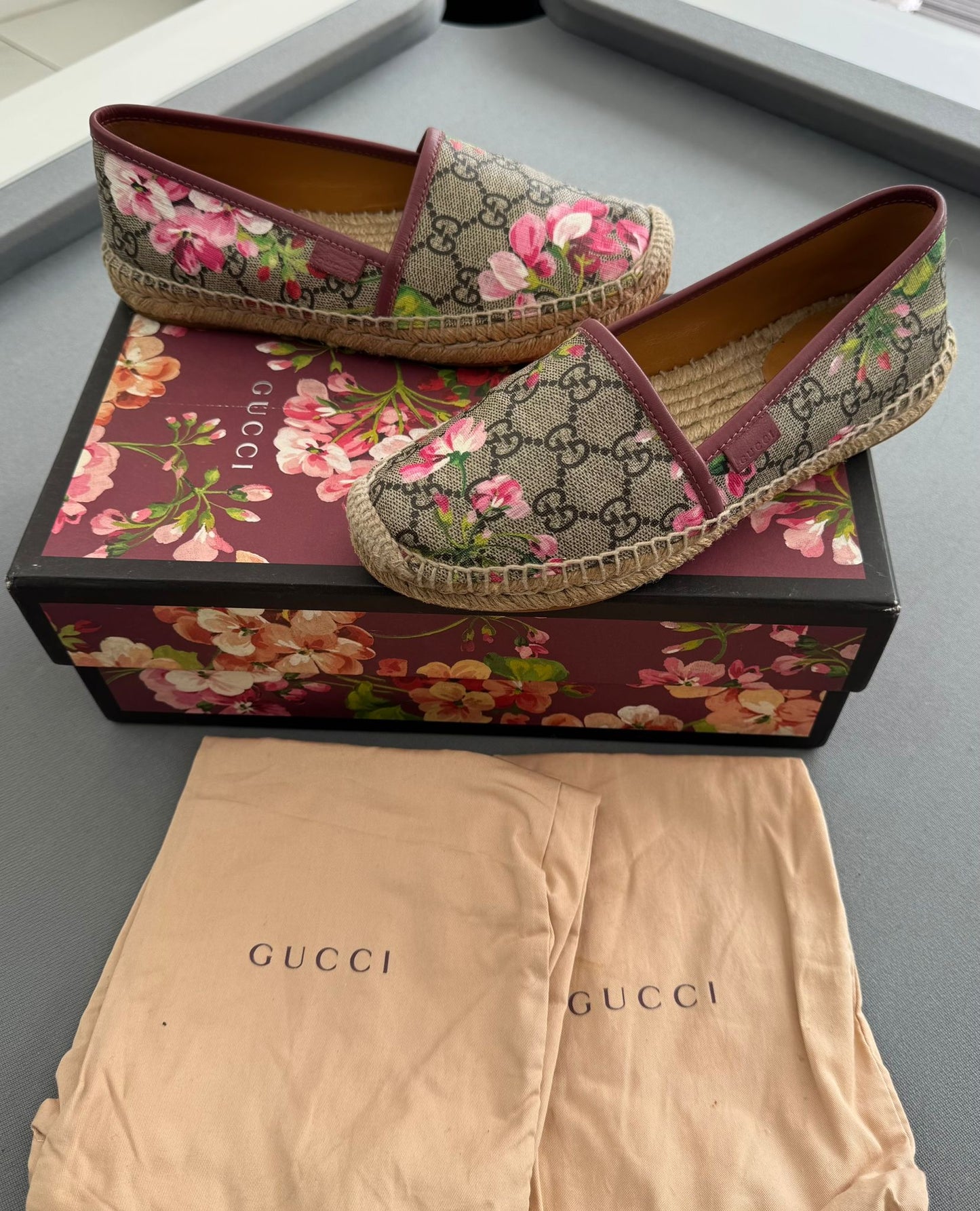 Gucci Multicolor GG Floral Bloom Coated Canvas Slip On Espadrilles UK 3/EU 35.5