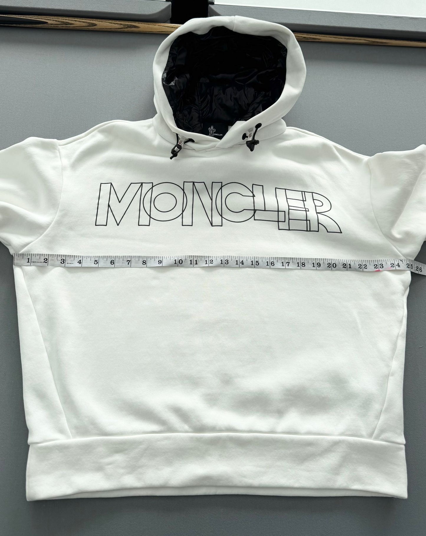 Moncler Shell-trimmed Ivory Grenoble Text Logo Hoodie - XS (UK 10-12)