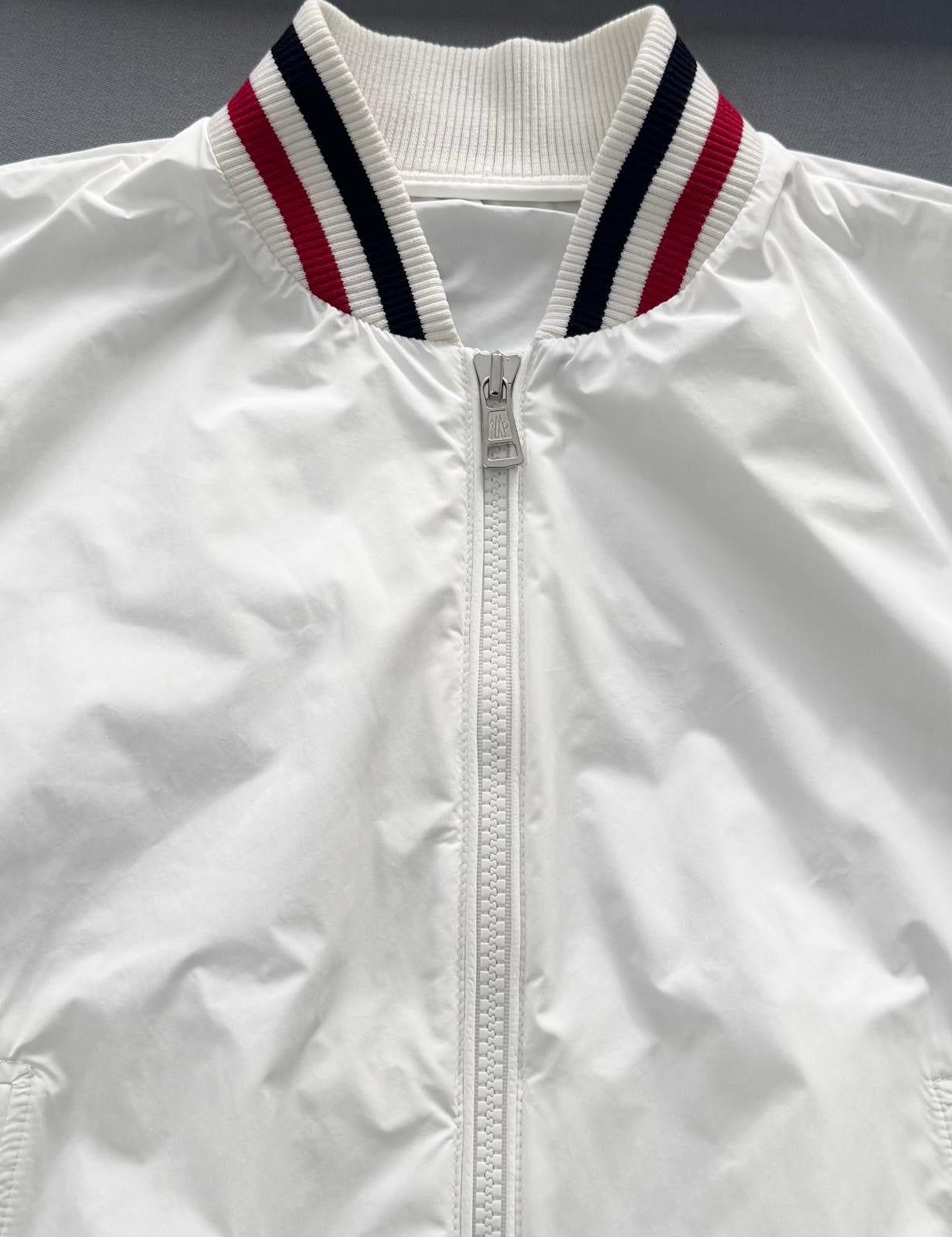 Moncler Hutchet White Bomber Varsity Jacket - Size 3 - PTP 22.5”