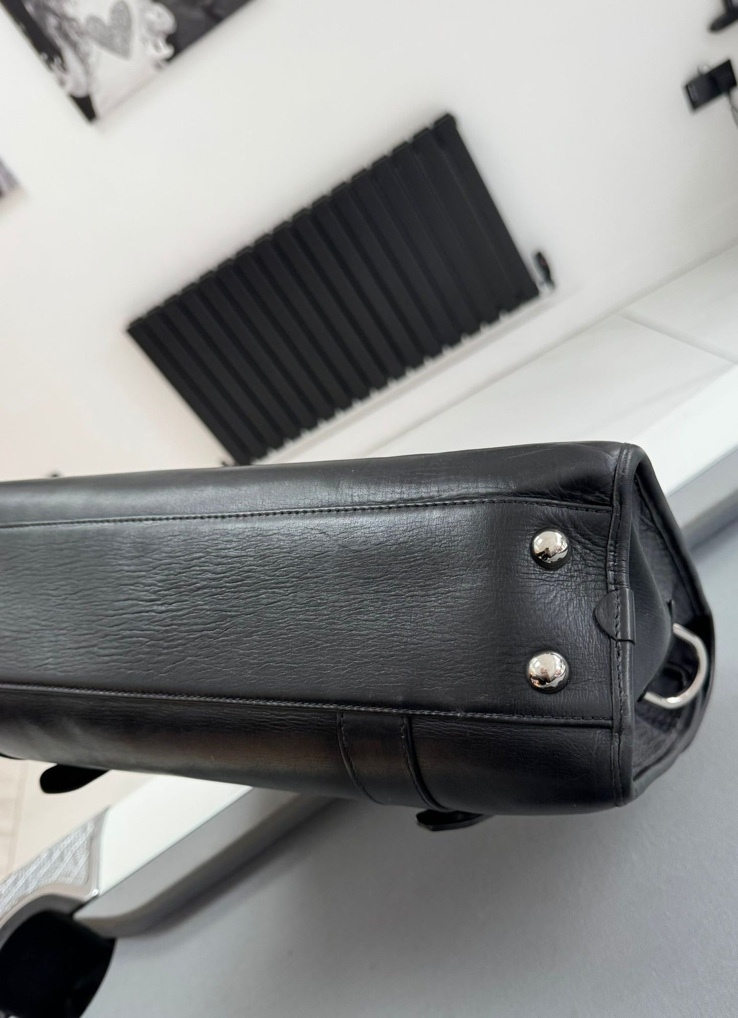 Mulberry Elkington Grained-Leather Black Briefcase With Brass Hardware