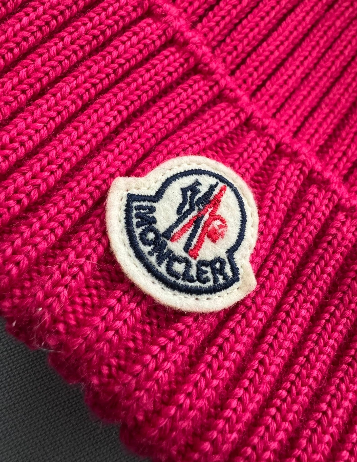 Moncler Pink Ribbed Knitted Wool Pink Pom Pom Beanie