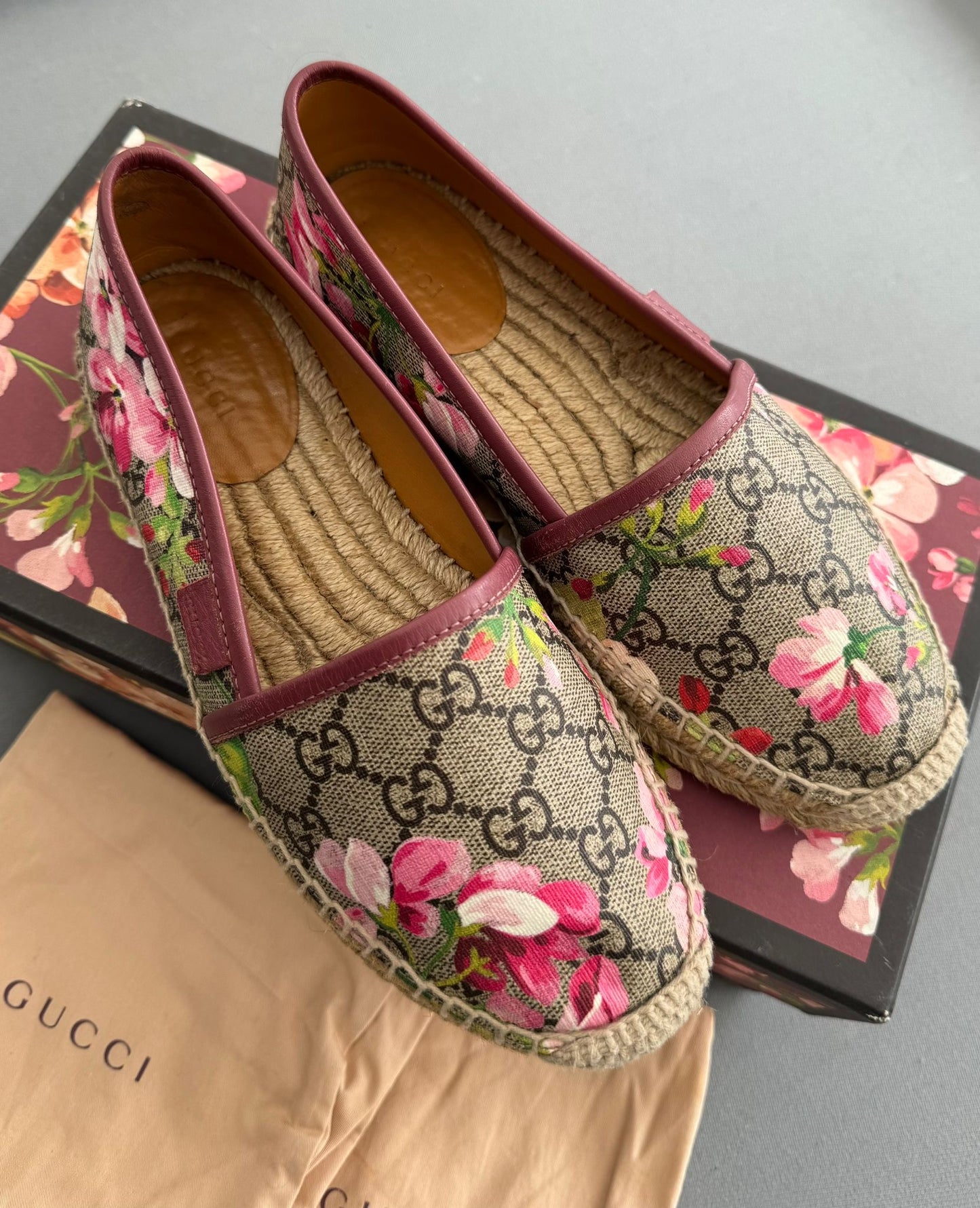 Gucci Multicolor GG Floral Bloom Coated Canvas Slip On Espadrilles UK 3/EU 35.5