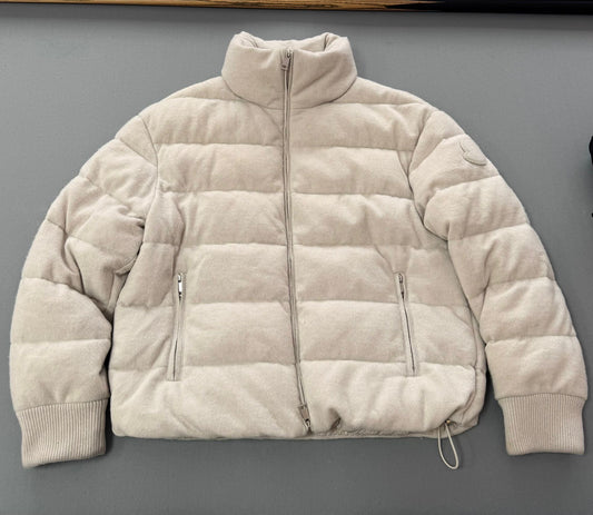 Moncler Beige Cayeux Wool Blend Down Jacket - Size 2 (UK10-12)
