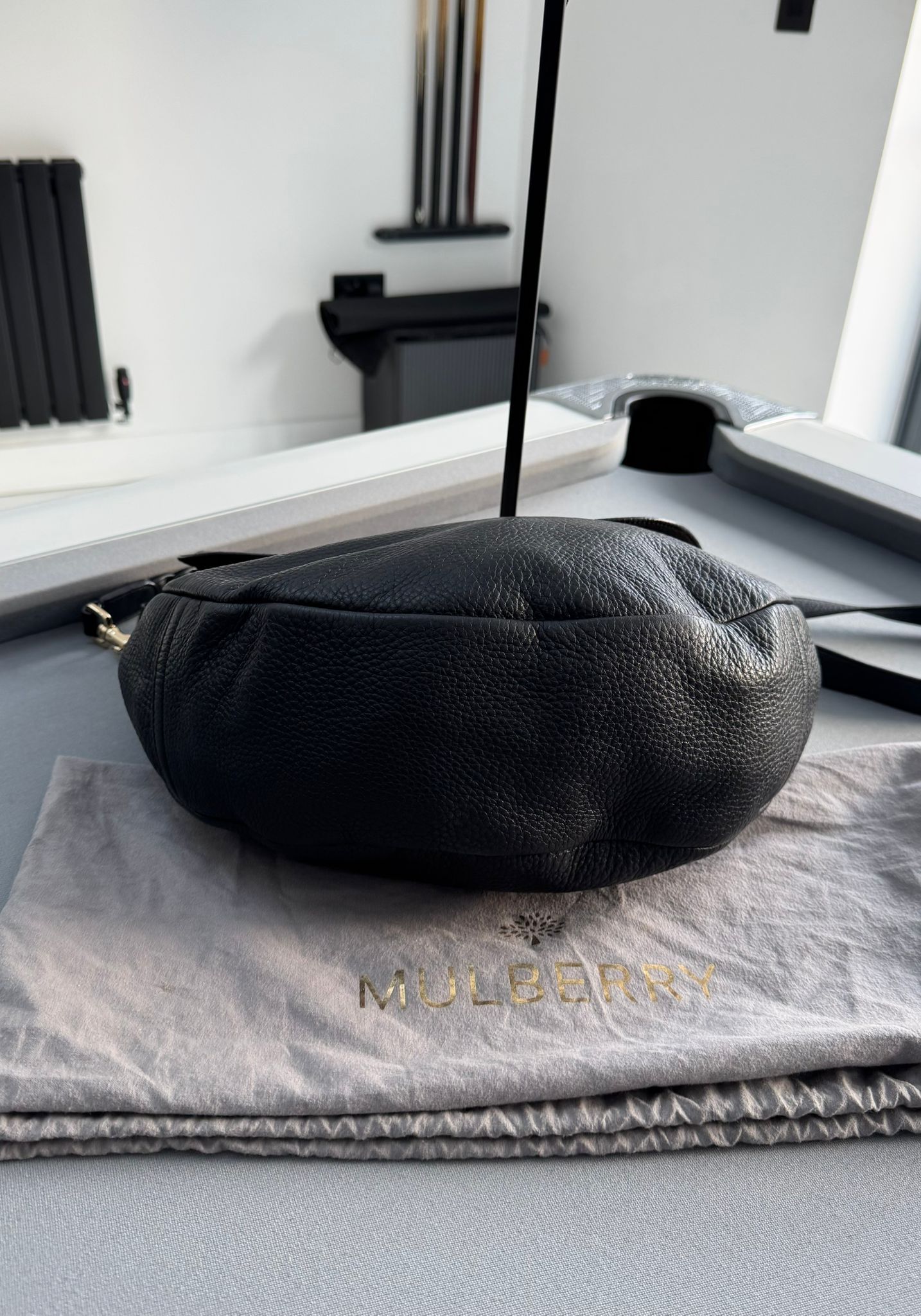 Mulberry Daria Satchel Shoulder Bag In Black Leather With Gold Hardware