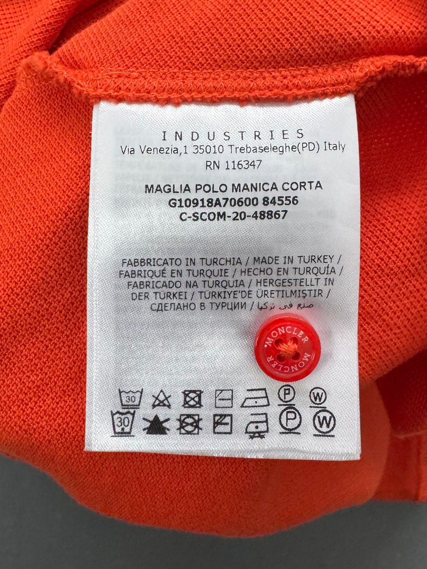 Moncler Orange Polo - Size: 3XL (26''PTP)