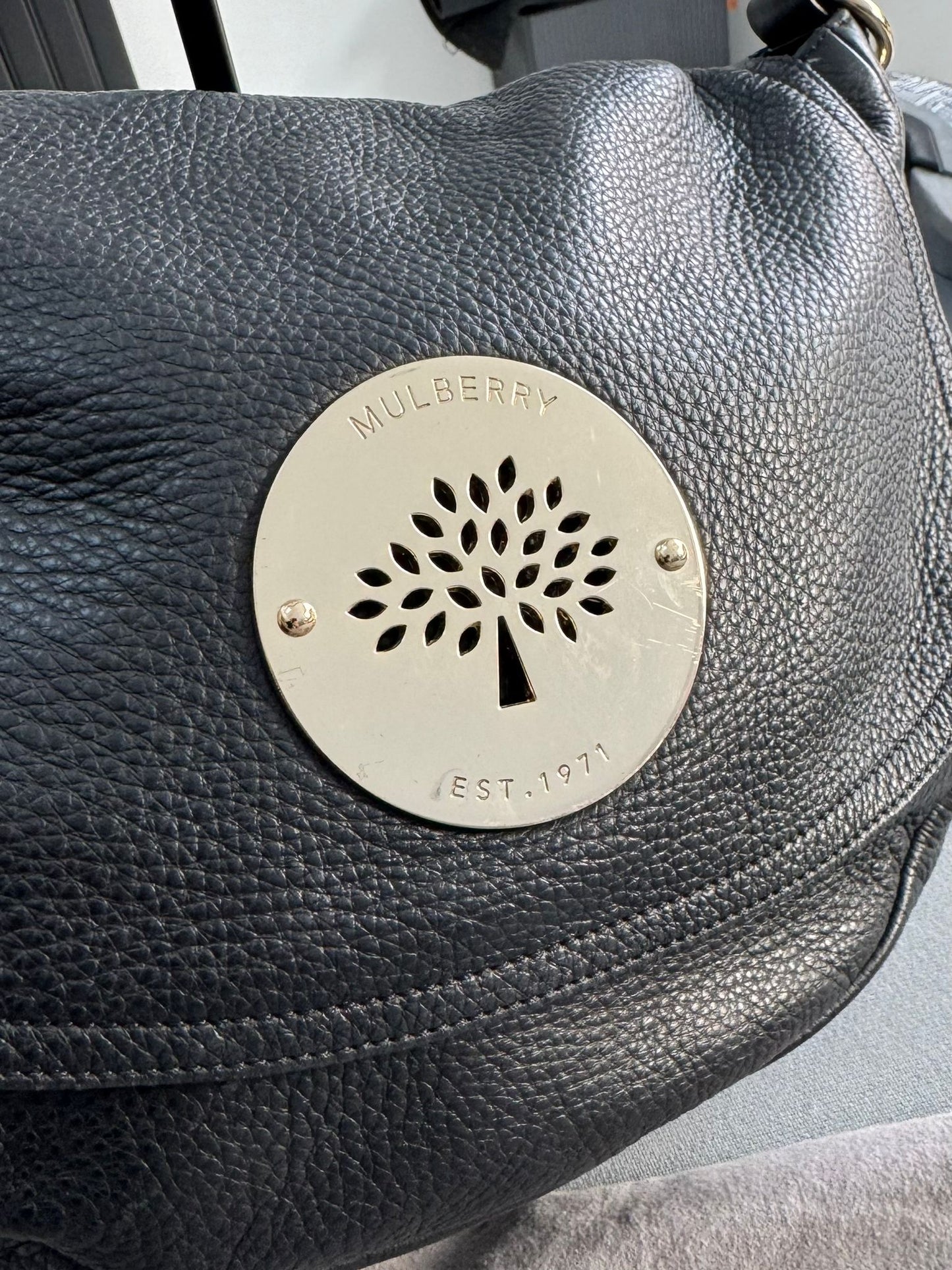 Mulberry Daria Satchel Shoulder Bag In Black Leather With Gold Hardware