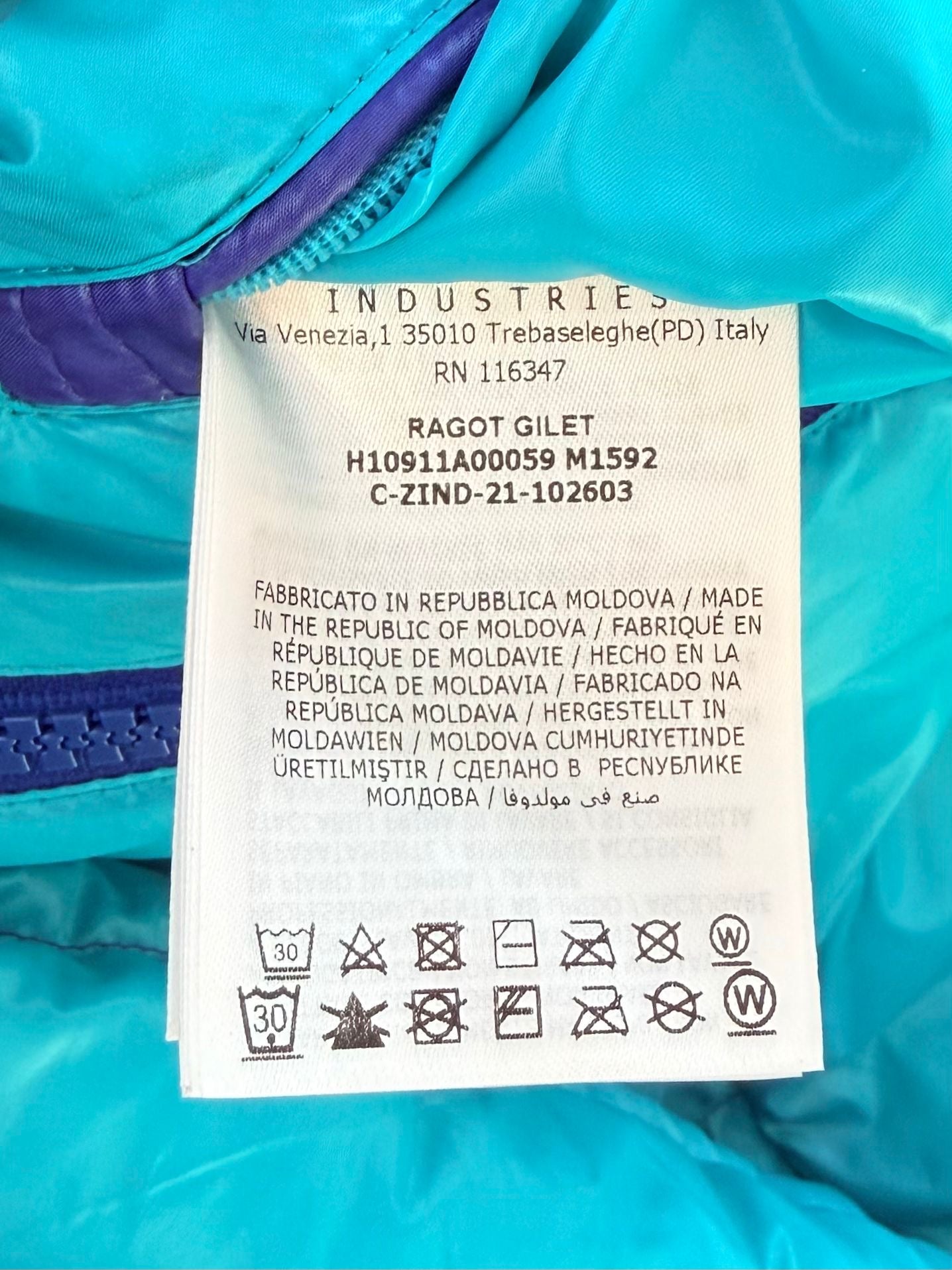 Moncler Blue Ragot Hooded Padded Gilet - Size: 6 (26''ptp)