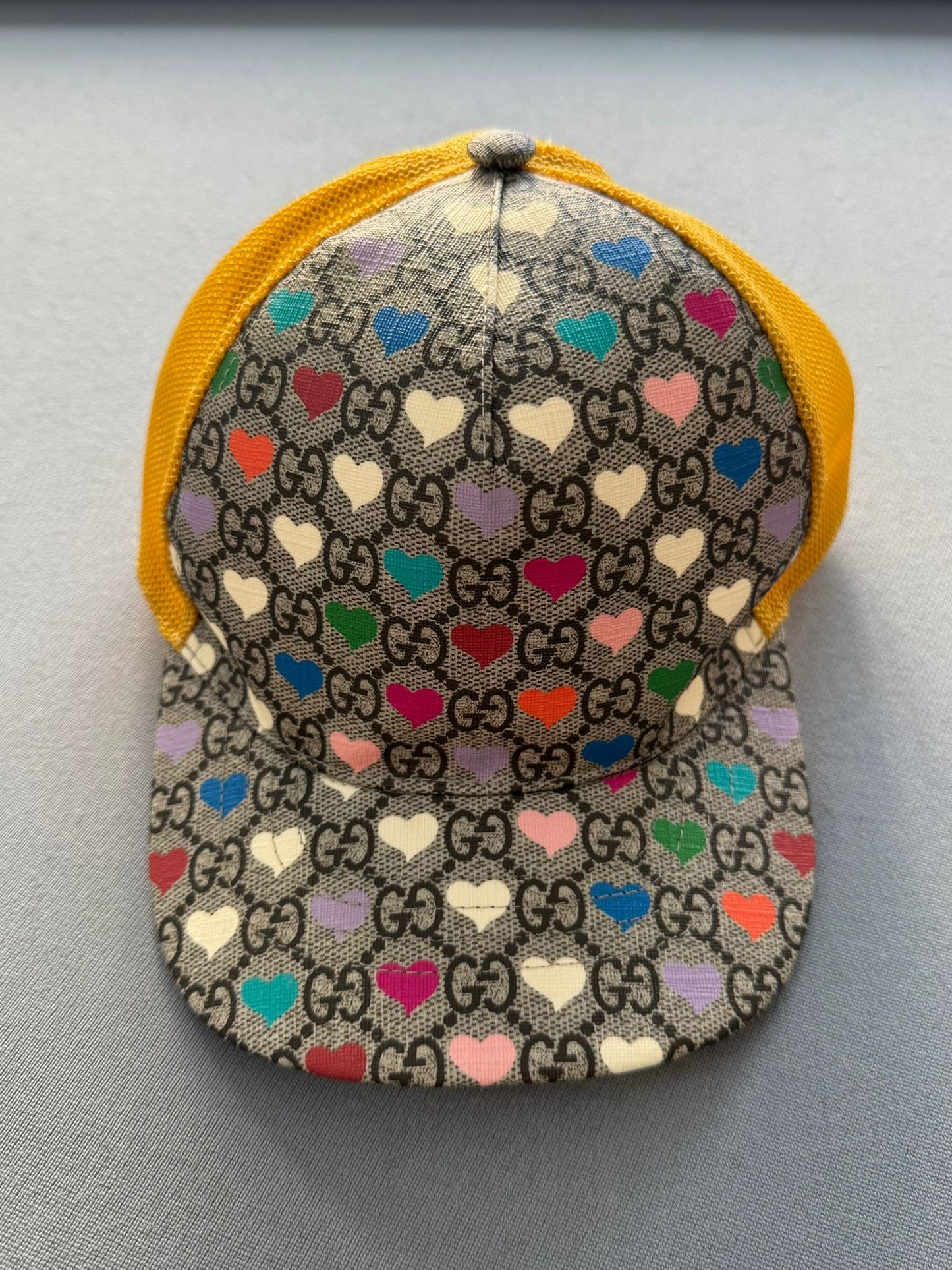 Gucci Kids' GG Heart Baseball Cap In Yellow - Size: M (54cm) Age 7-9