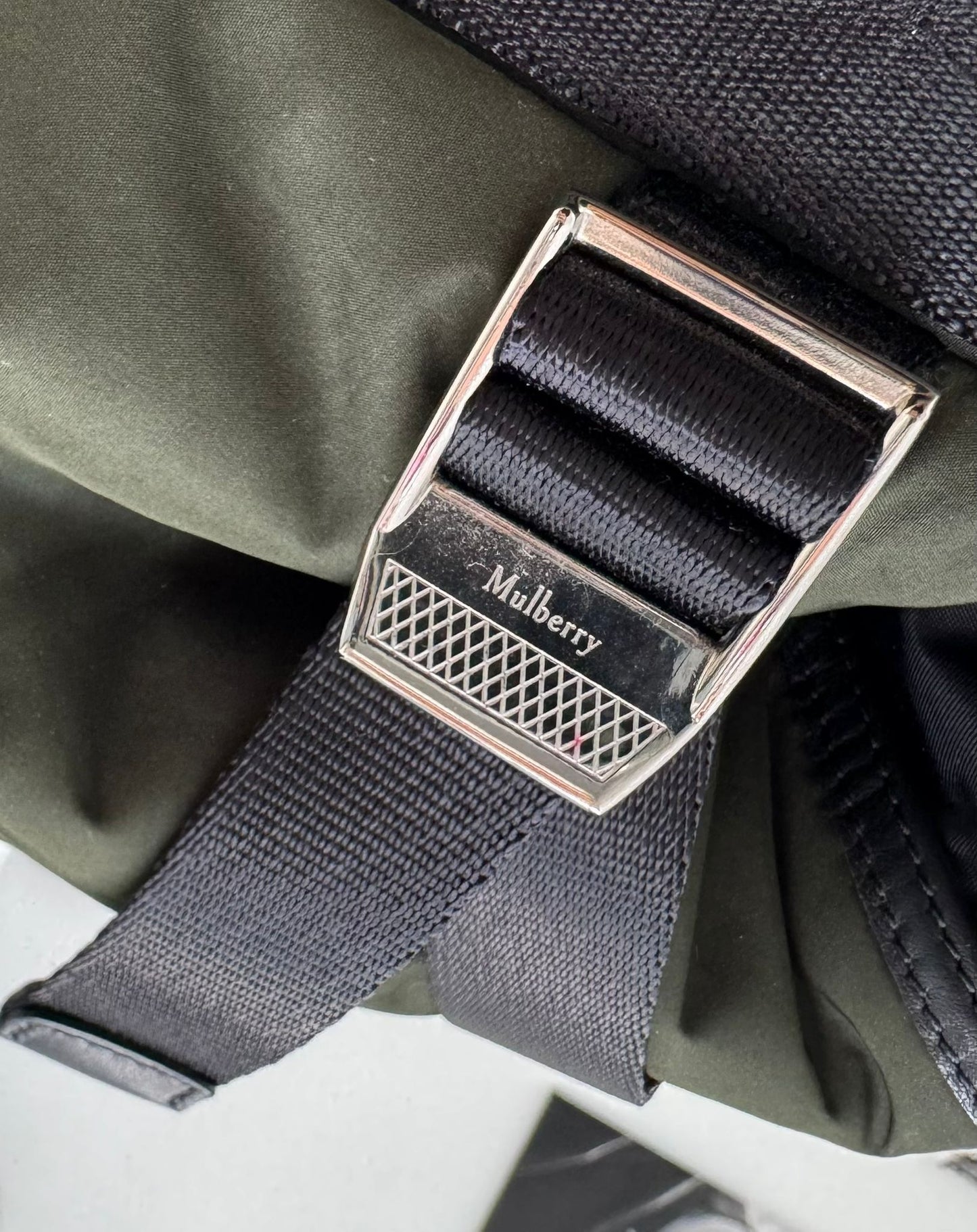 Mulberry Khaki Leather-Trimmed Padded Recycled Nylon Backpack