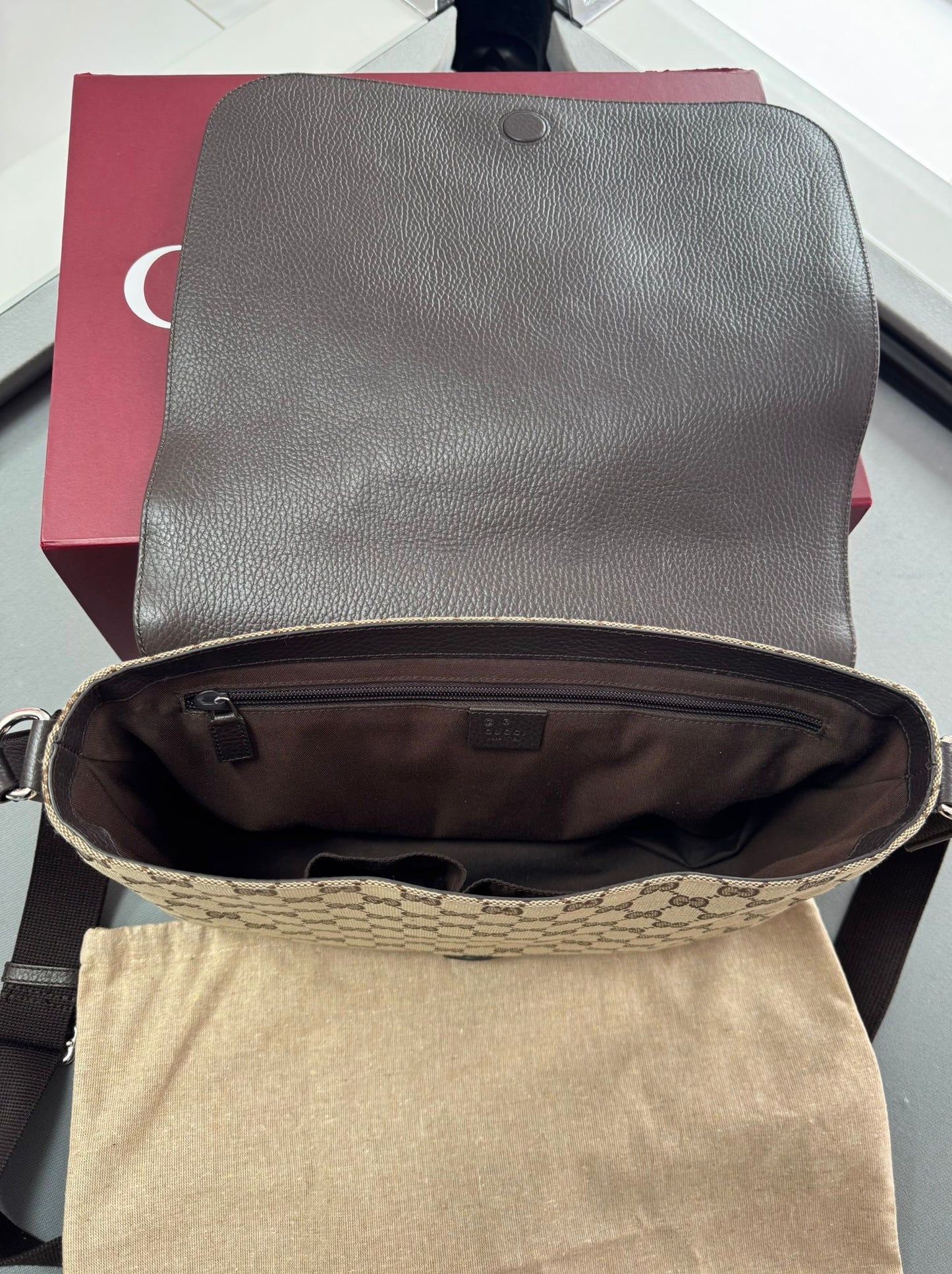 Gucci GG Flap Canvas Messenger Bag