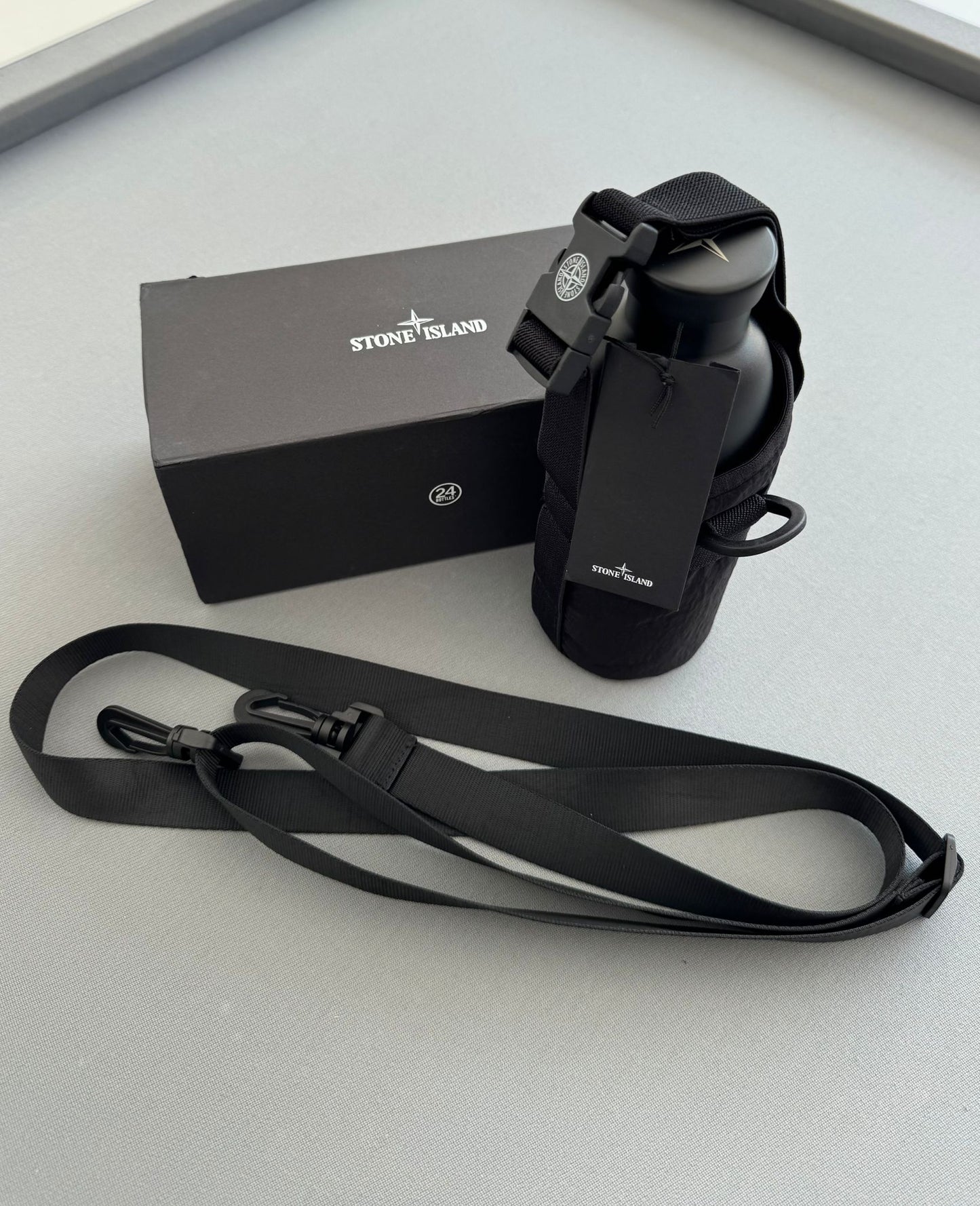 Stone Island X 24 Nylon Metal Black Stainless Steel Flask Water Bottle