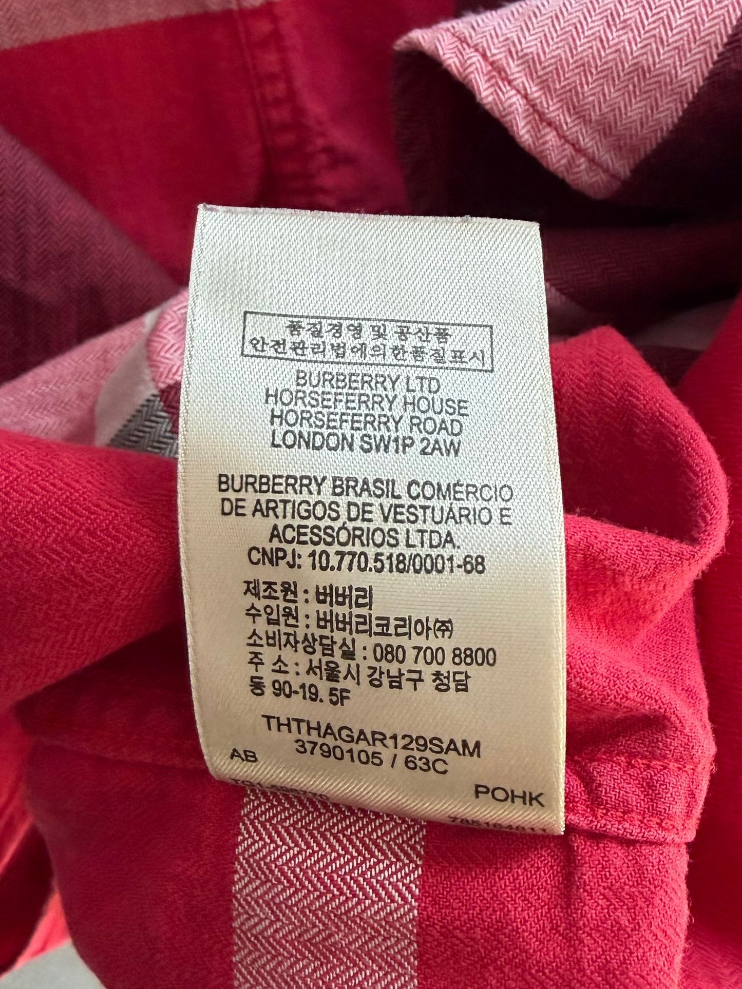 Burberry Short Sleeve Red Somerton Check Shirt - Size: XL (23.5''ptp)