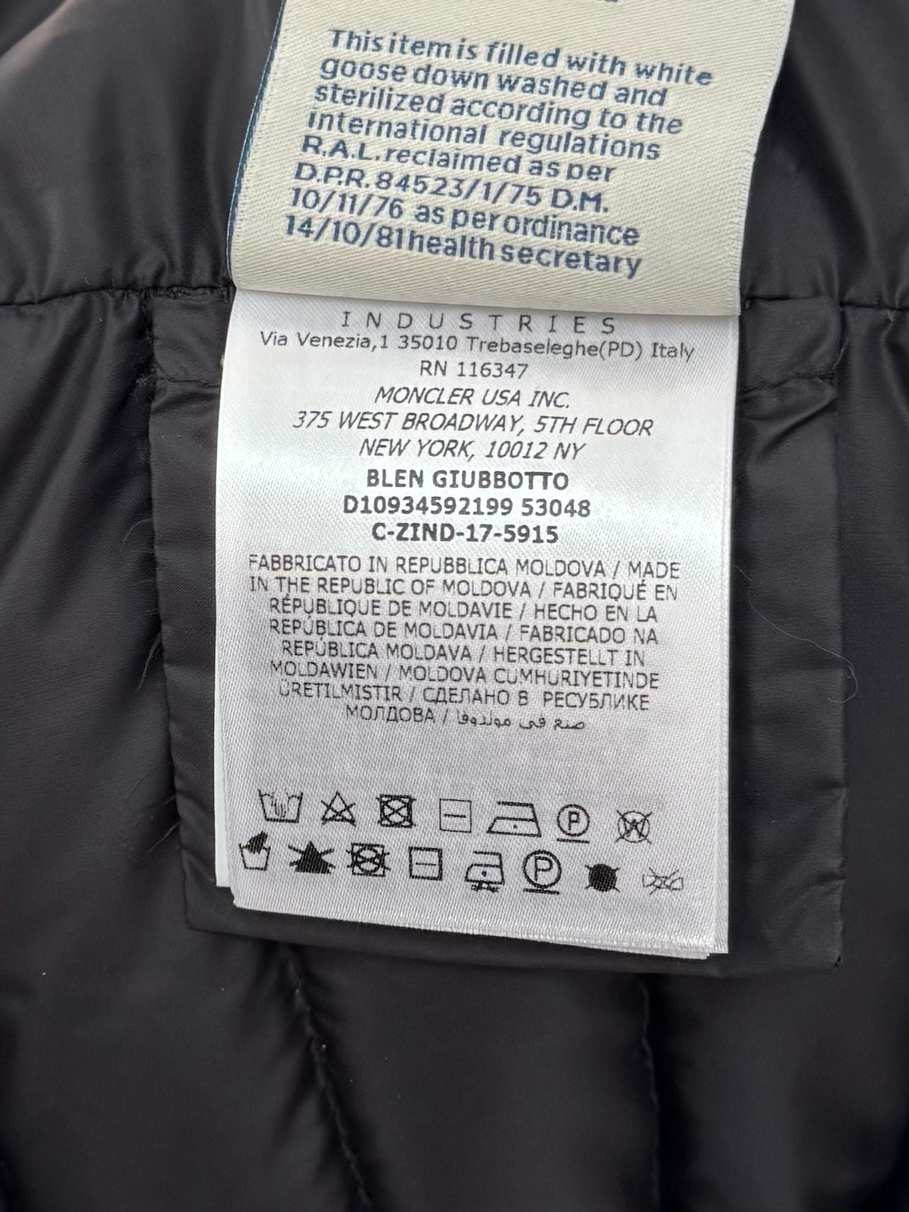 Moncler Blen Black Down Jacket - Fits UK 10 - Size 3 (20” PTP)