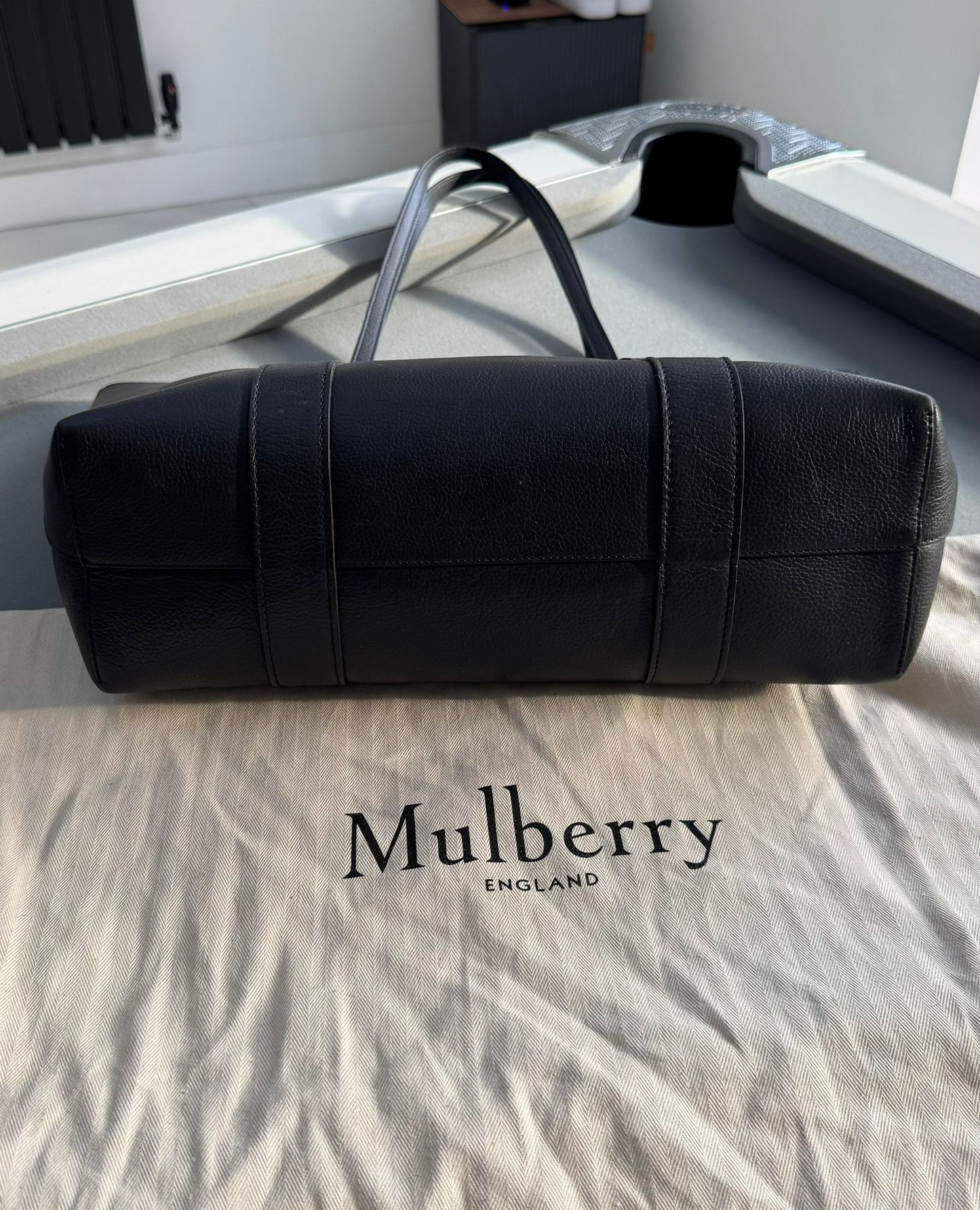 Mulberry Bayswater Tote In Night Sky Classic Grain With Silver Hardware