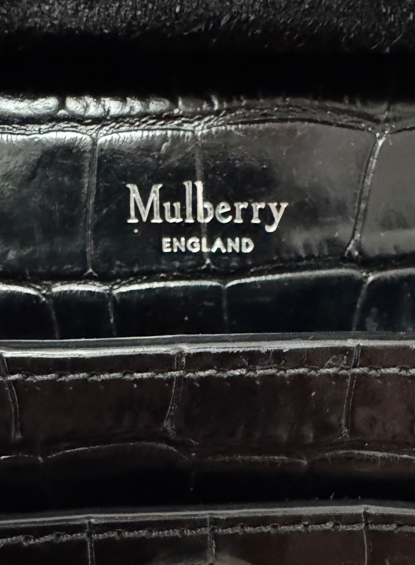 Mulberry Black Shiny Croc Embossed Anthony Satchel Bag