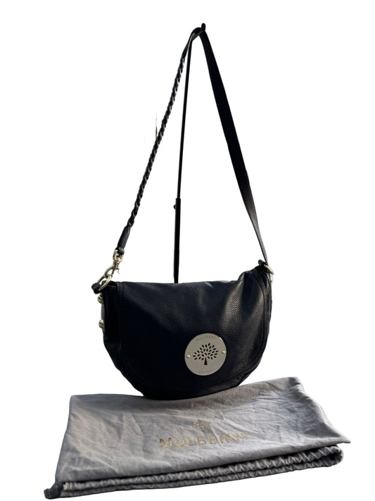 Mulberry Daria Satchel Shoulder Bag In Black Leather With Gold Hardware