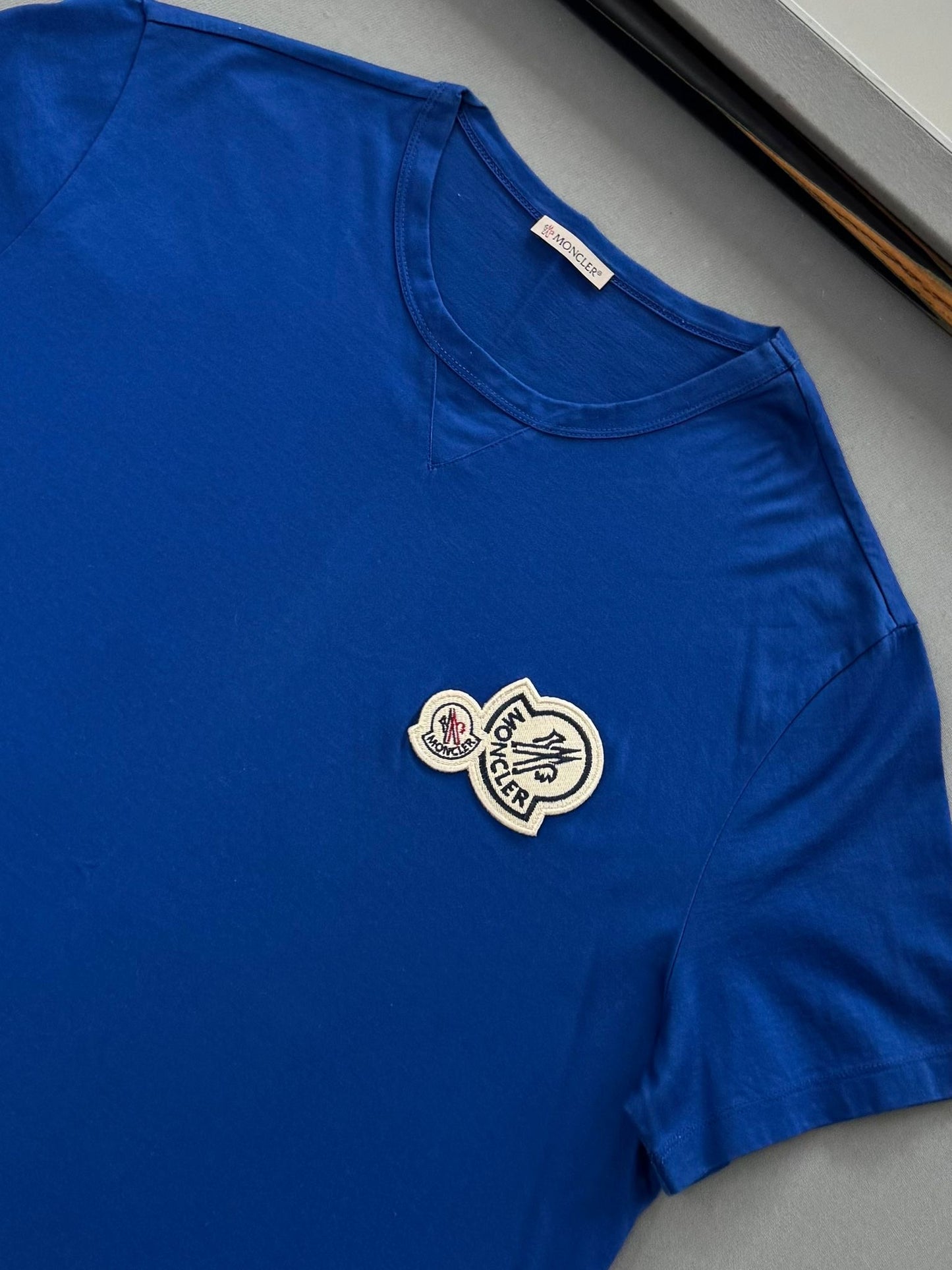 Moncler Double Logo Royal Blue T Shirt - XL (21.5'' ptp)
