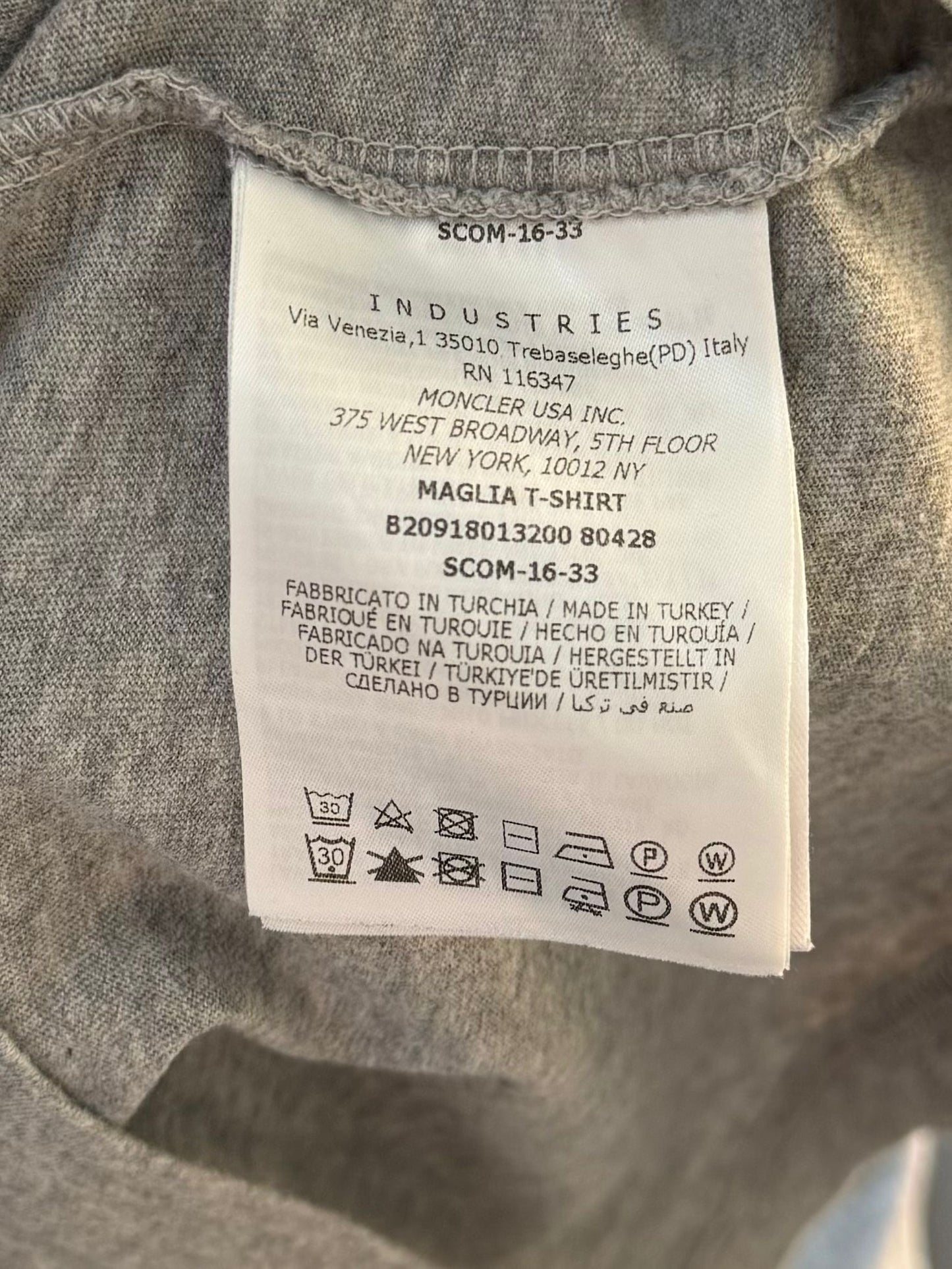 Moncler Grey Logo Patch T-Shirt (Small)