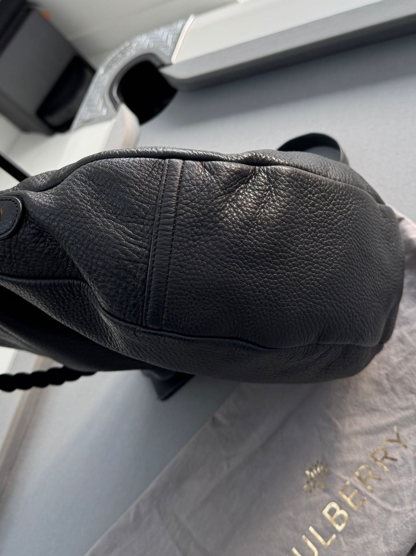 Mulberry Daria Satchel Shoulder Bag In Black Leather With Gold Hardware