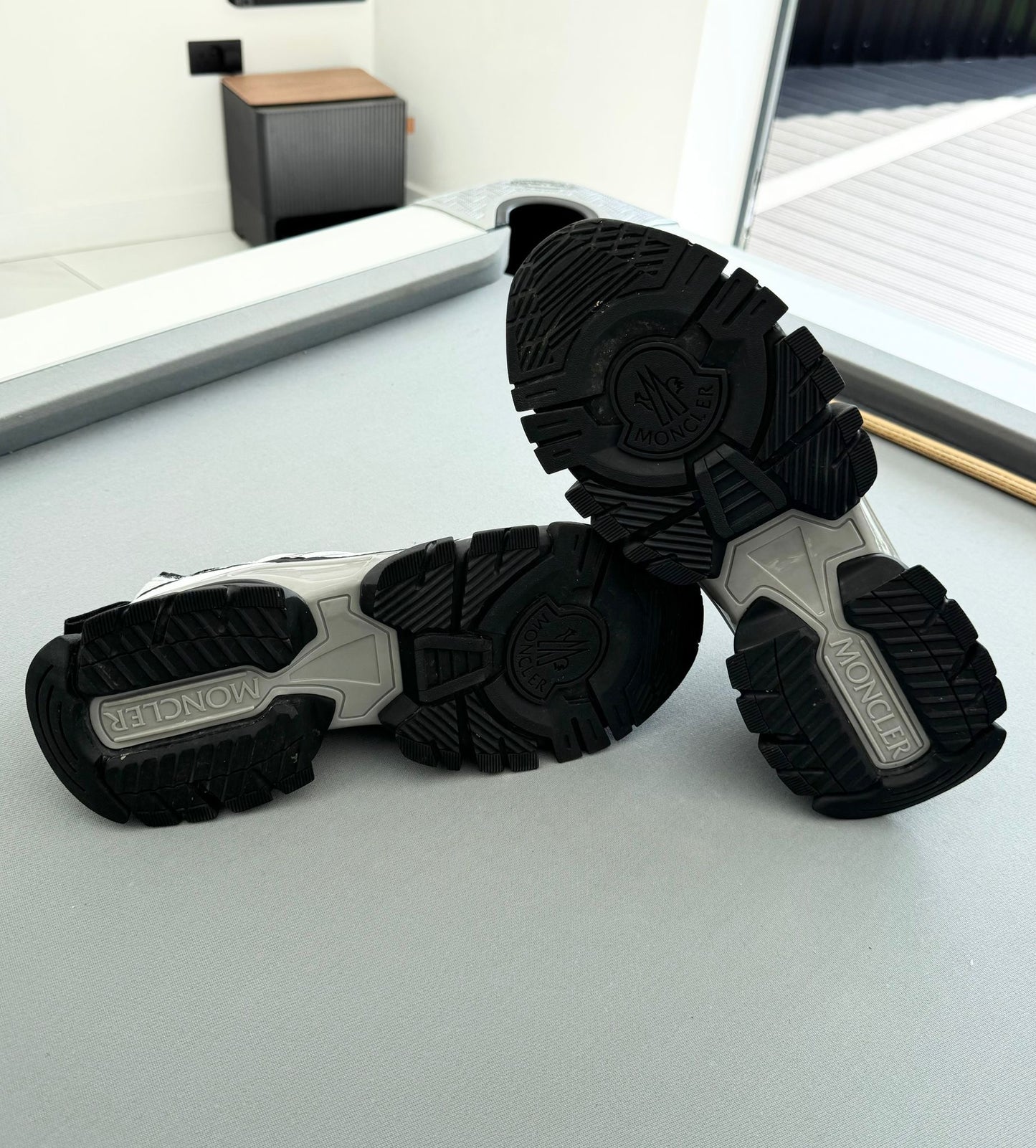 Moncler Leave No Trace White, Black & Silver Trainers - UK 11 - EU 45