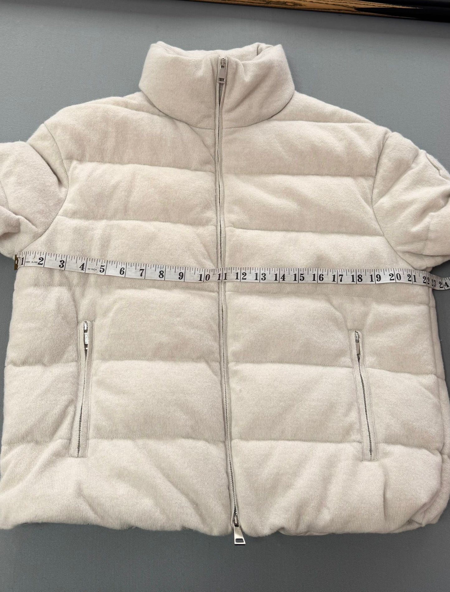 Moncler Beige Cayeux Wool Blend Down Jacket - Size 2 (UK10-12)