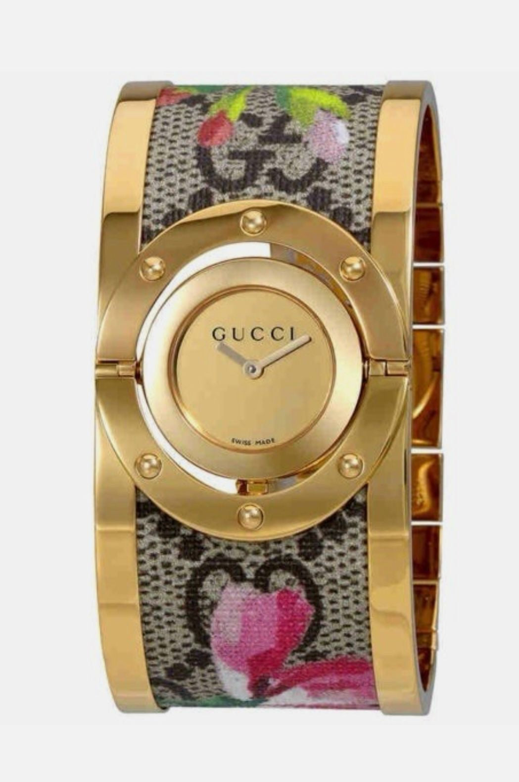 Gucci Ladies Bloom Twirl Gold Plated Bangle Style Watch