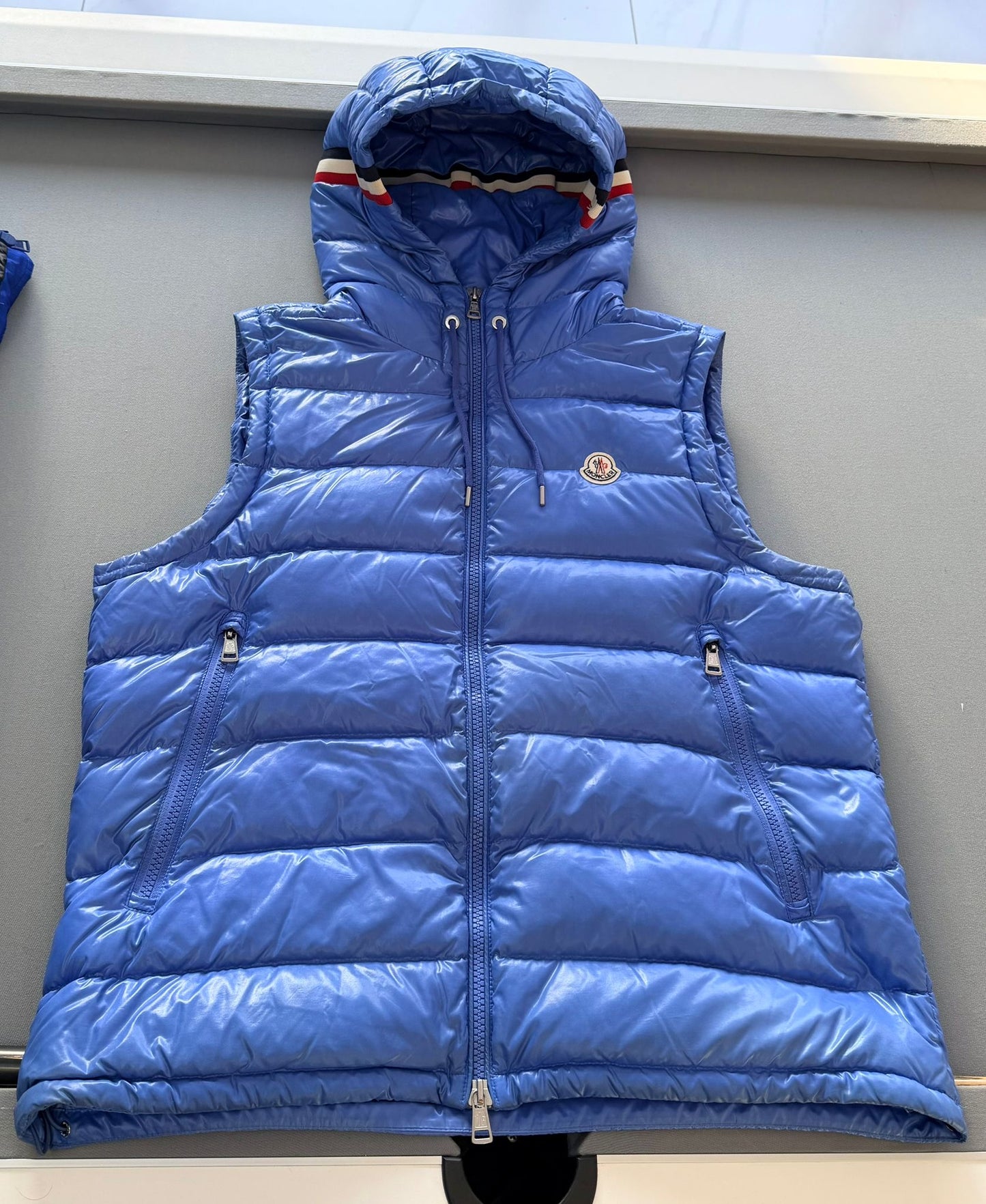 Moncler Lanoux Blue Nylon Hooded Gilet - Size: 6 (25''ptp)