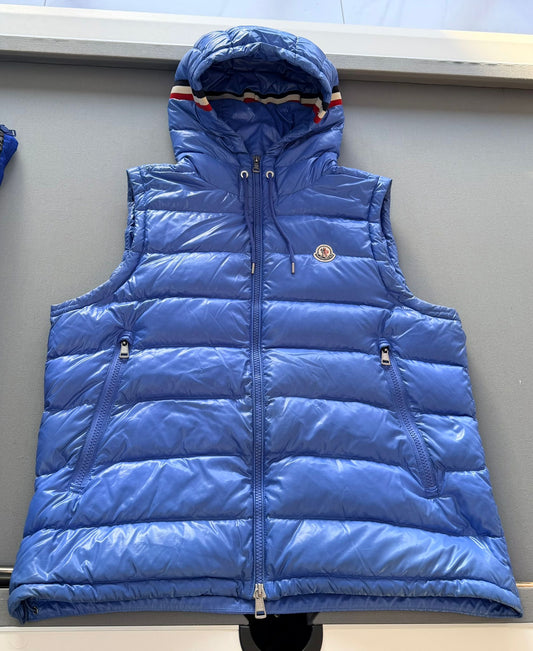 Moncler Lanoux Blue Nylon Hooded Gilet - Size: 6 (25''ptp)