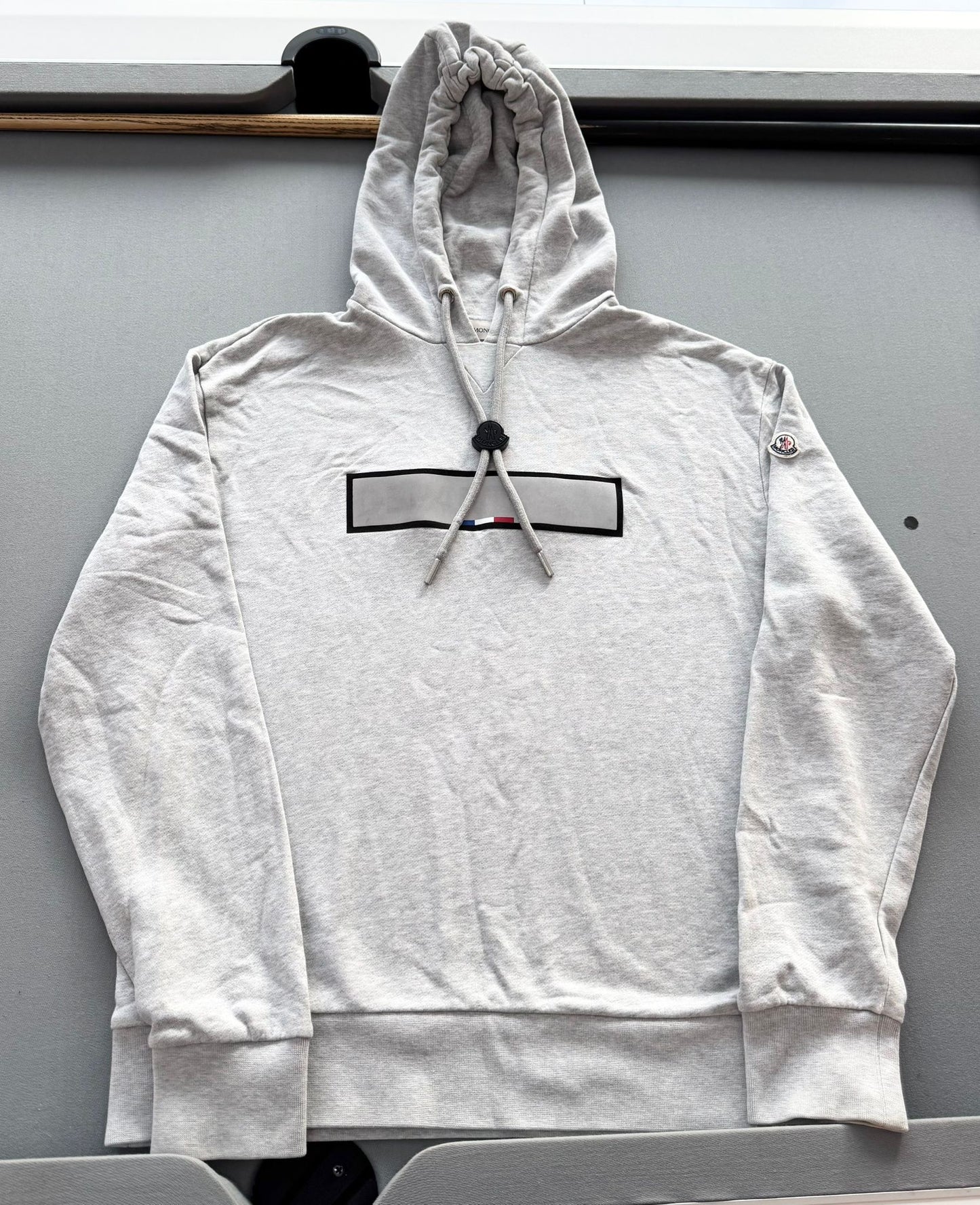 Moncler Maglia Grey Reflective Bar Hooded Sweater - Large (23''ptp)