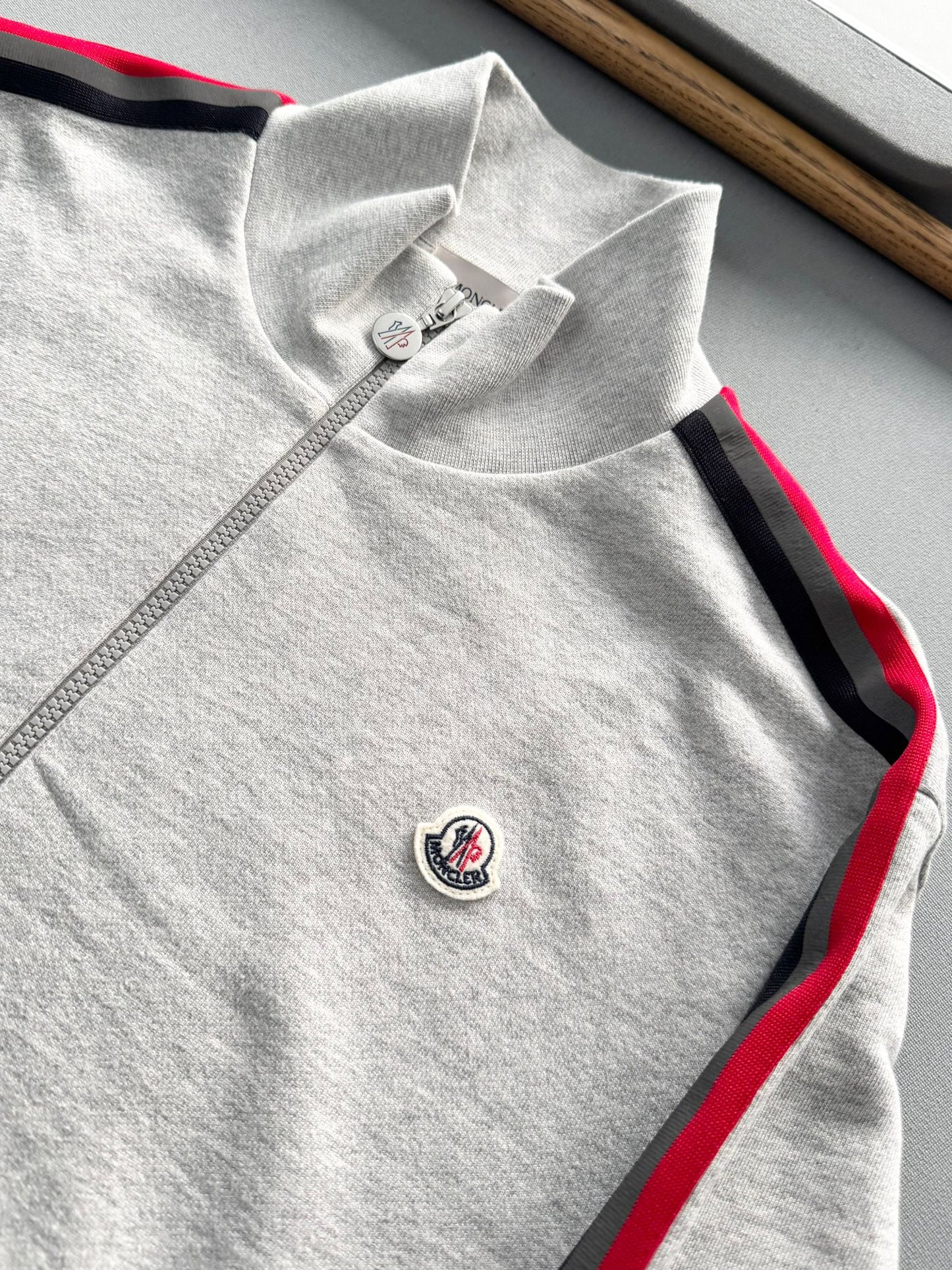 Moncler Grey Reflective Tracktop/ Cardigan - Size: XL (23''ptp)