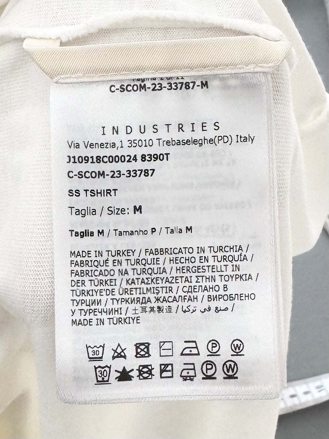 Moncler White Logo Tape Relaxed Fit Cotton T-Shirt - Medium (21” PTP)