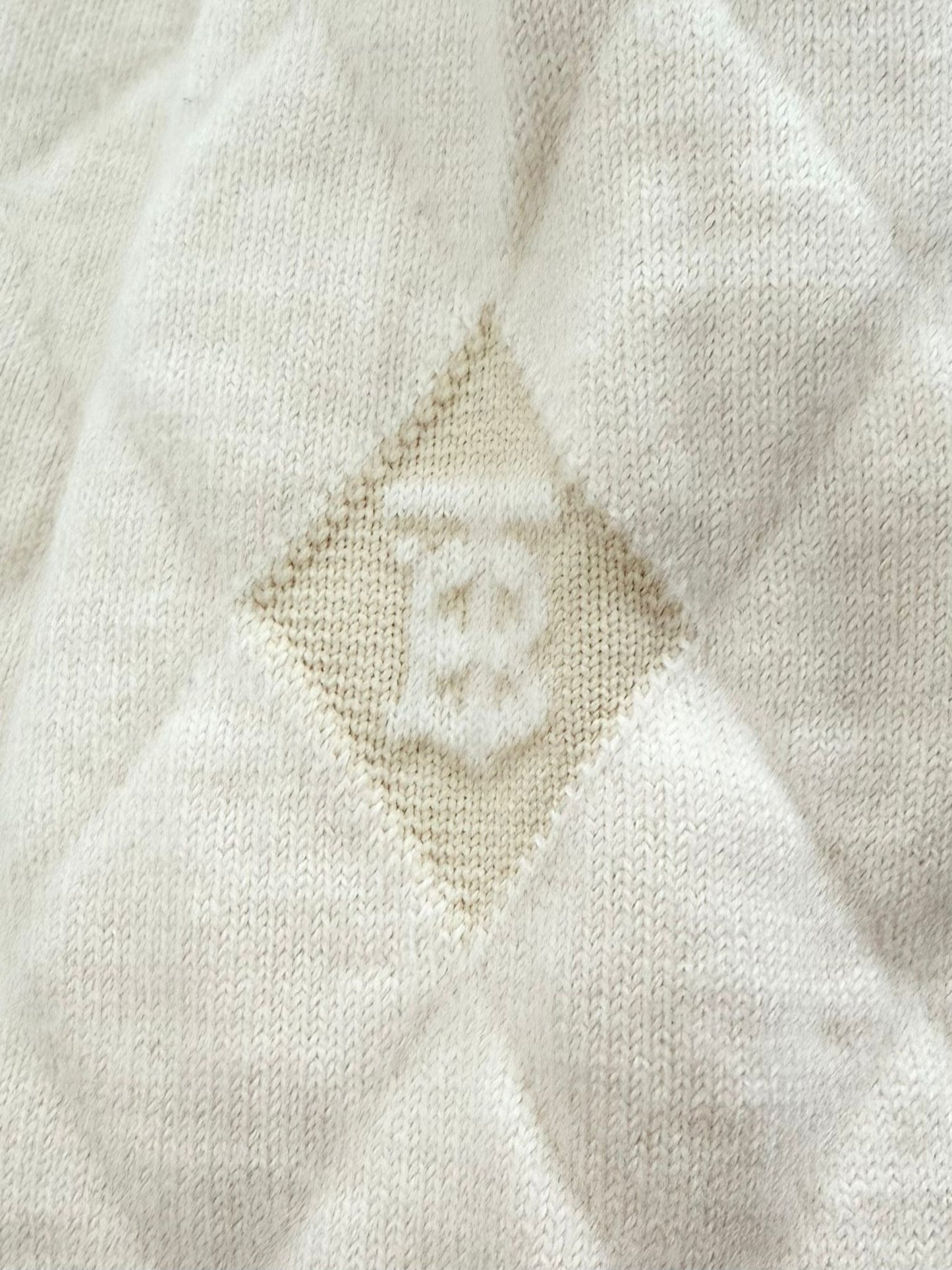 Burberry Diamond Quilted Wool Knit Sweater – Cream (Size L, UK10–12)