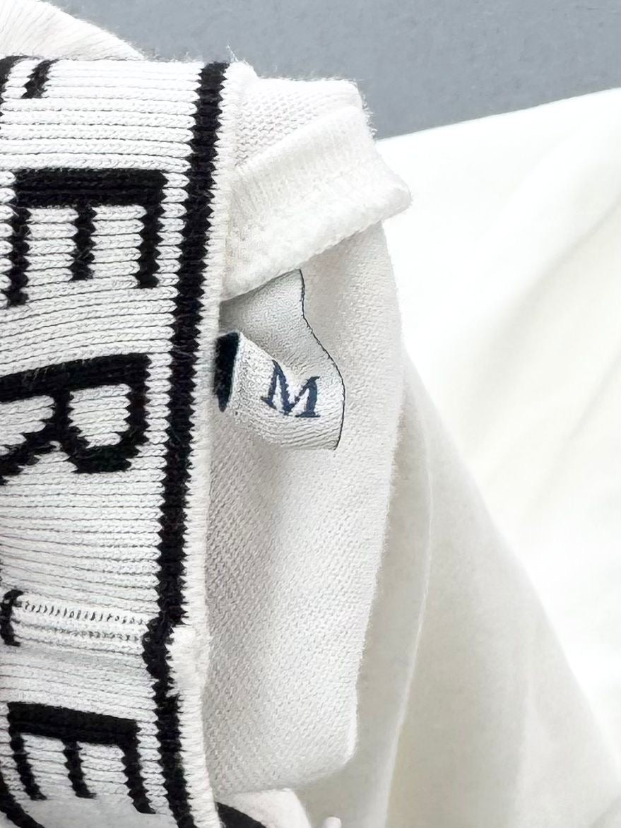 Moncler White Logo Tape Relaxed Fit Cotton T-Shirt - Medium (21” PTP)