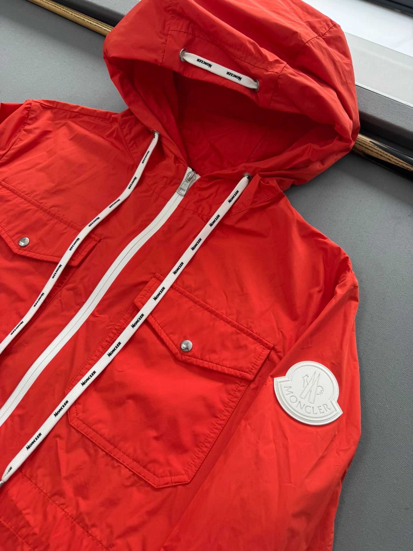 Moncler Carion Orange Windbreaker Jacket - Size 2 (24''ptp)