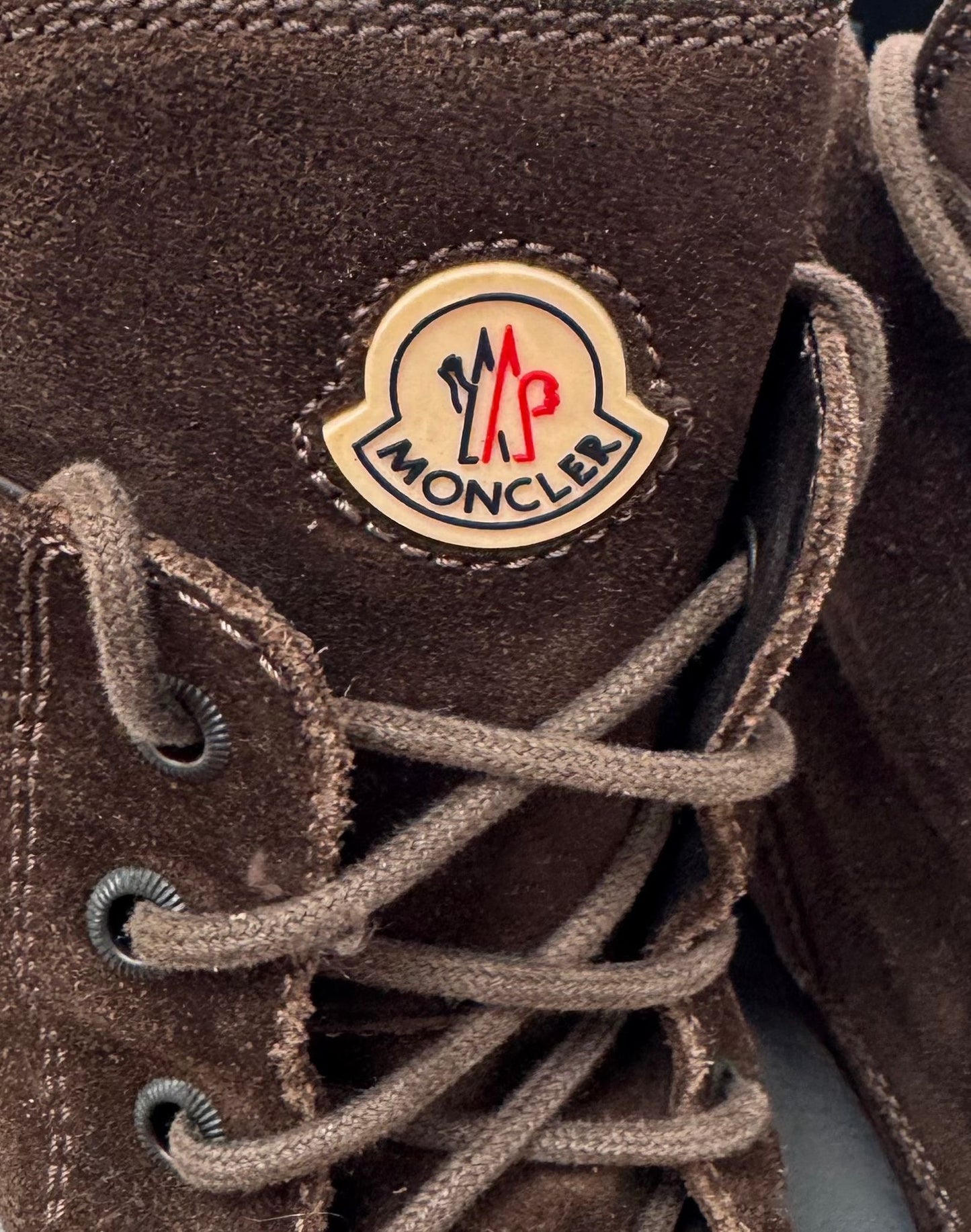 Moncler Brown Suede Combat Boots - EU41 - UK7 (Fit UK8)