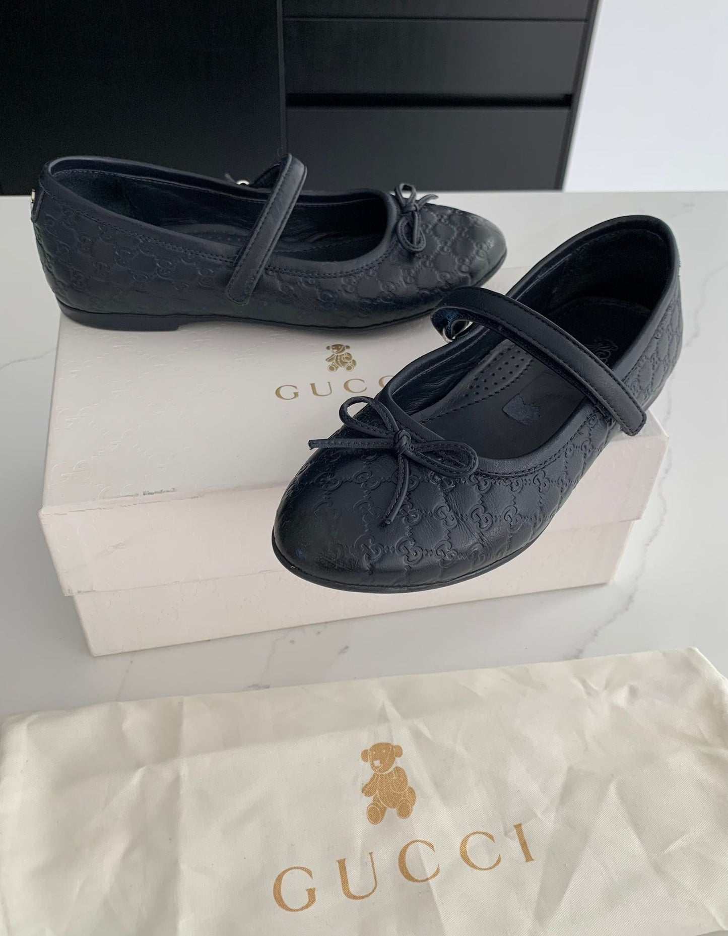 Gucci Girls Navy Thea Dolly Shoes - Size 12 (EU30)
