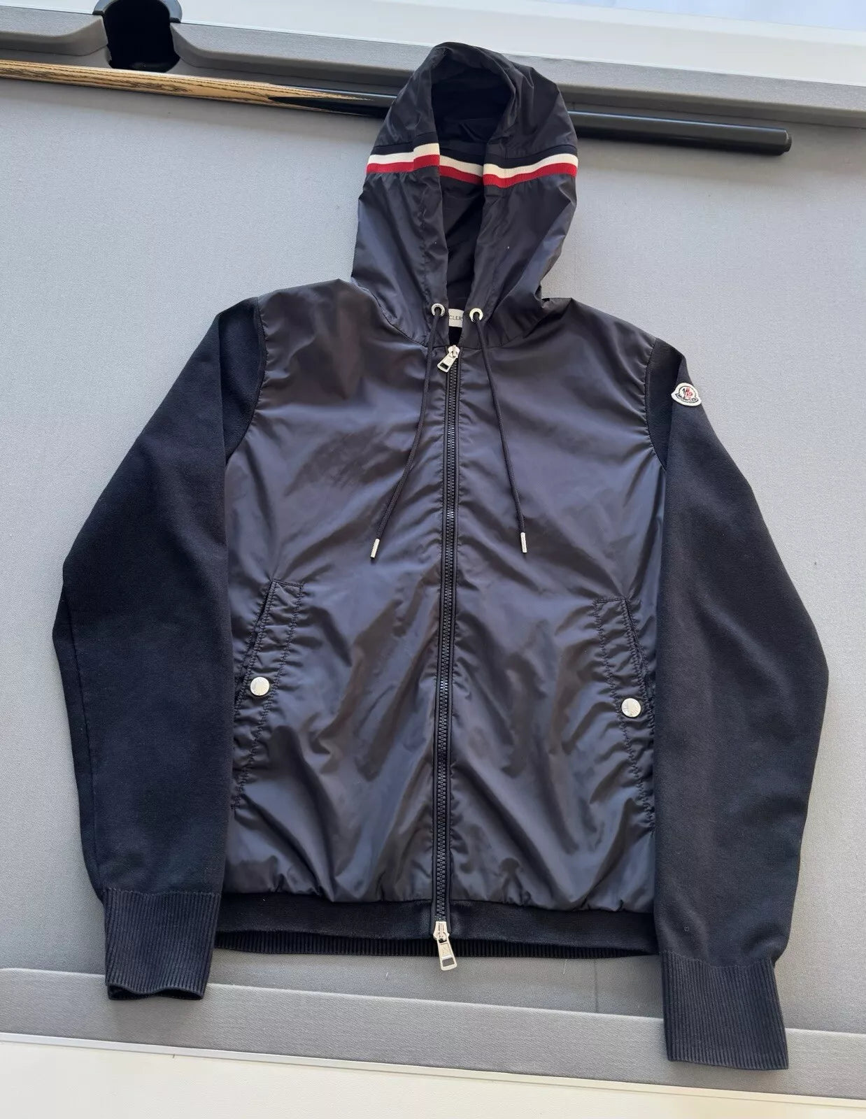 Moncler Tricot Navy Hybrid Cardigan - Size: Small (20.5''ptp)