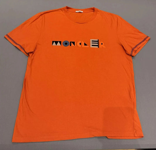 Moncler Orange Logo Print T Shirt - Large (23” PTP)