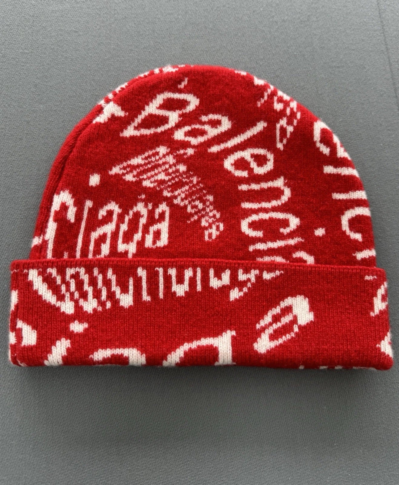 Balenciaga Red Logo Beanie Hat