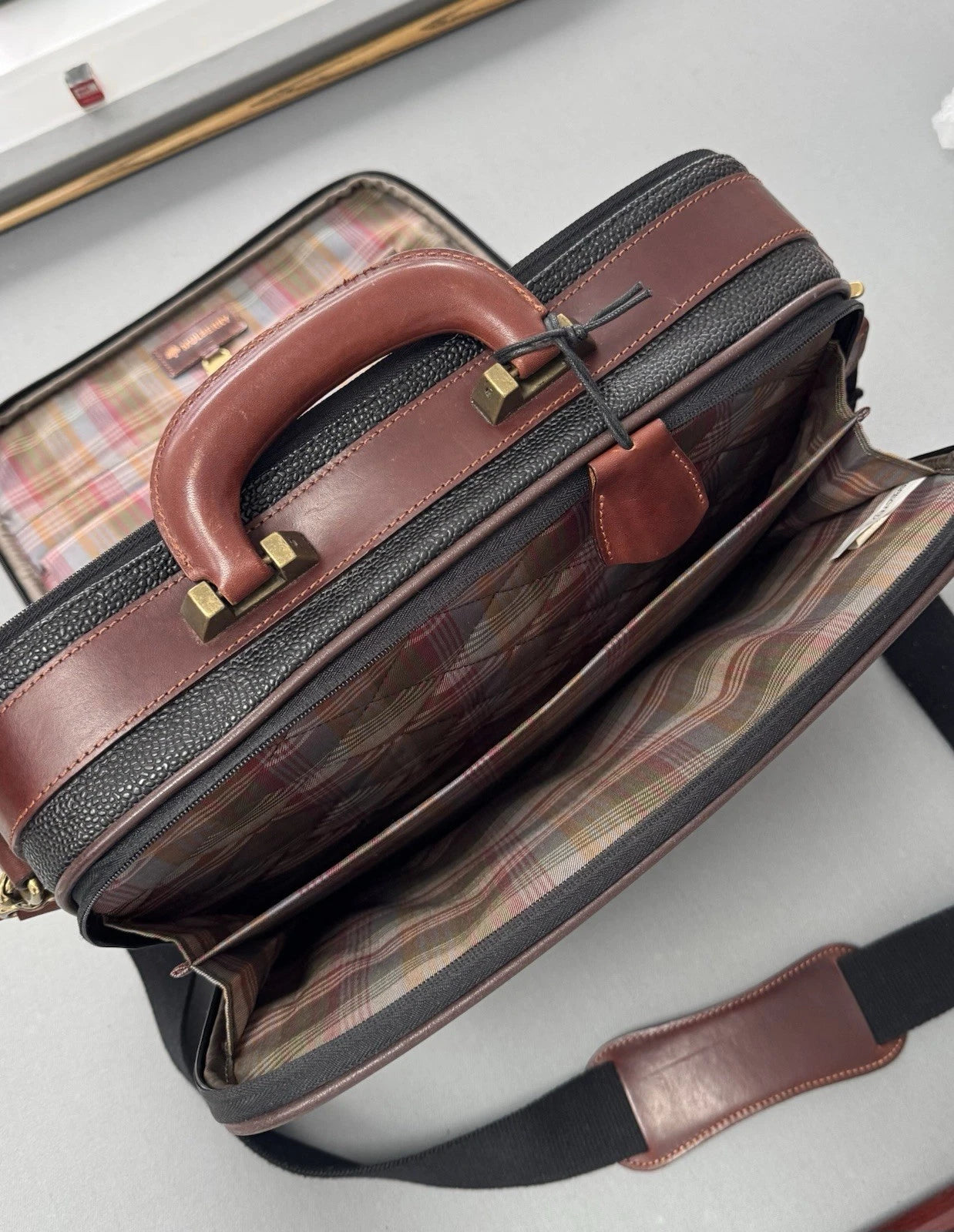 Mulberry Black Scotchgrain Briefcase