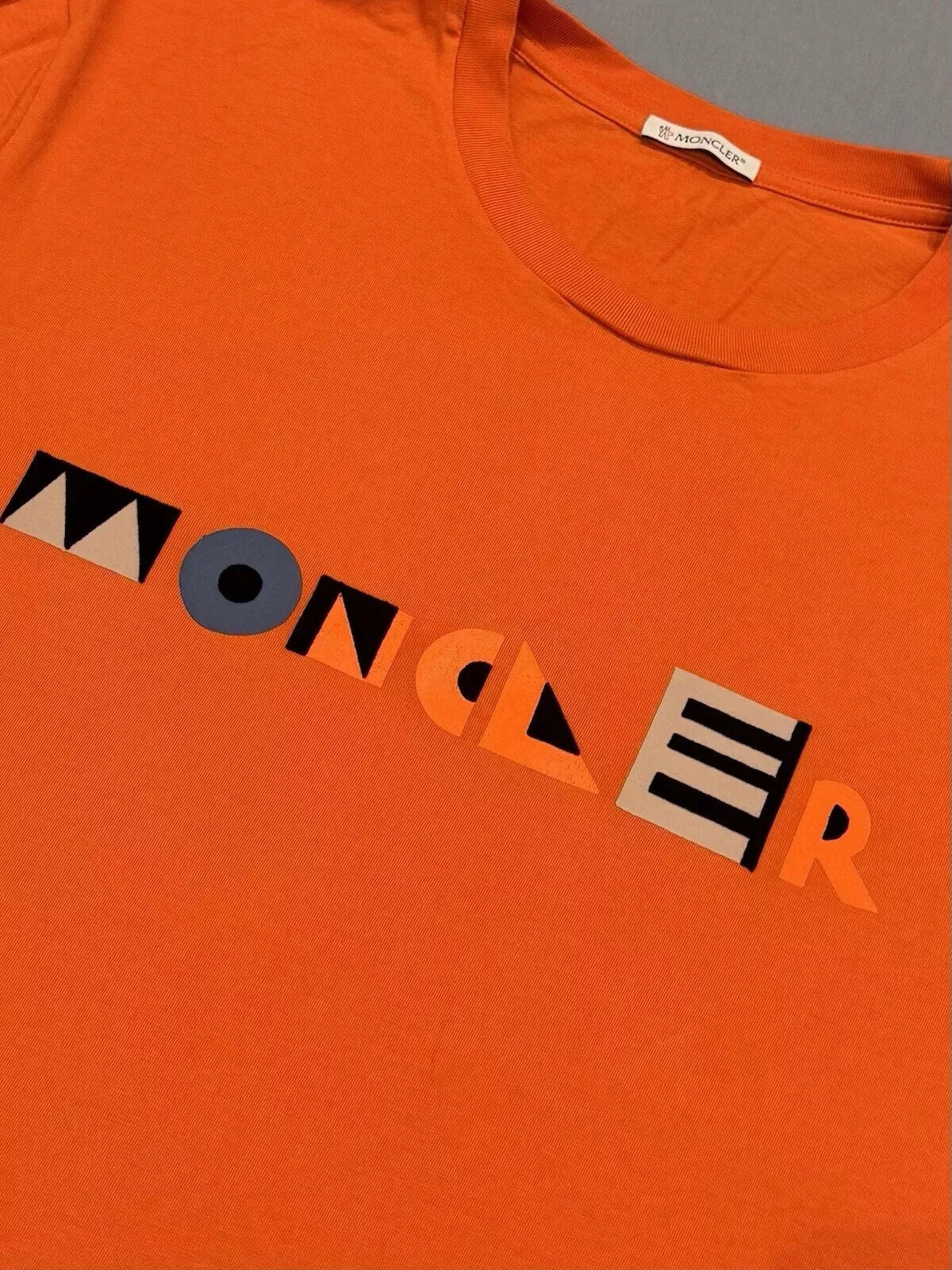 Moncler Orange Logo Print T Shirt - Large (23” PTP)