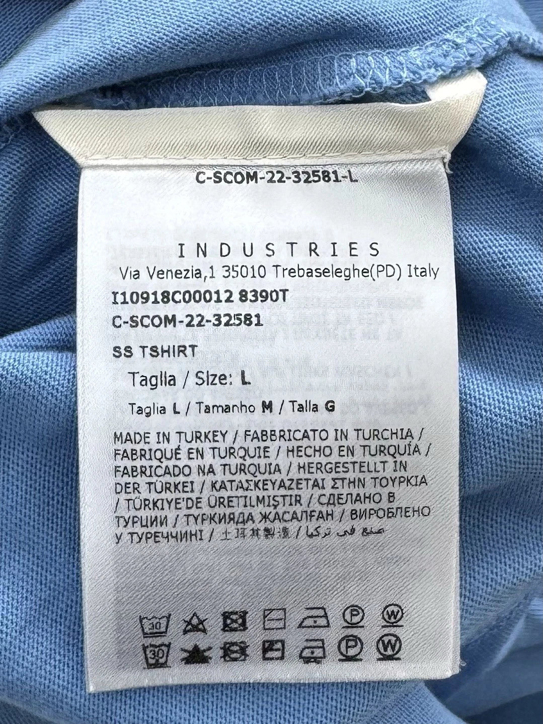 Moncler Sky Blue Garment-Washed T-Shirt - Large - 22” PTP