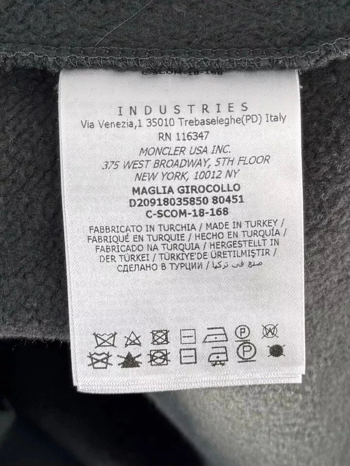 Moncler Sage Green/ Grey Maglia Girocollo Graphic Logo Sweater - Size: XL (24” PTP)