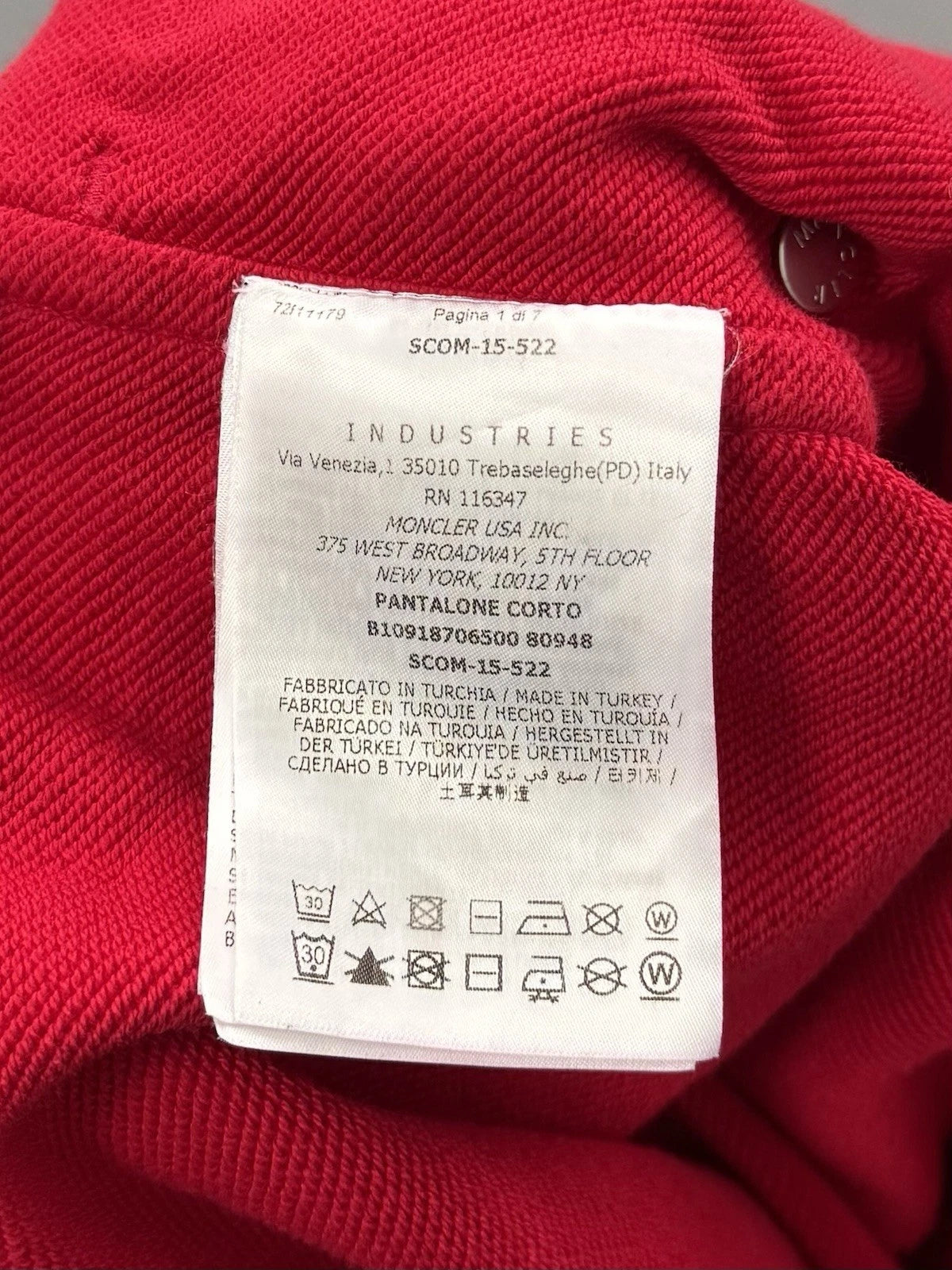 Moncler Red Track Pant Jogger Shorts - Large - 34” Waist