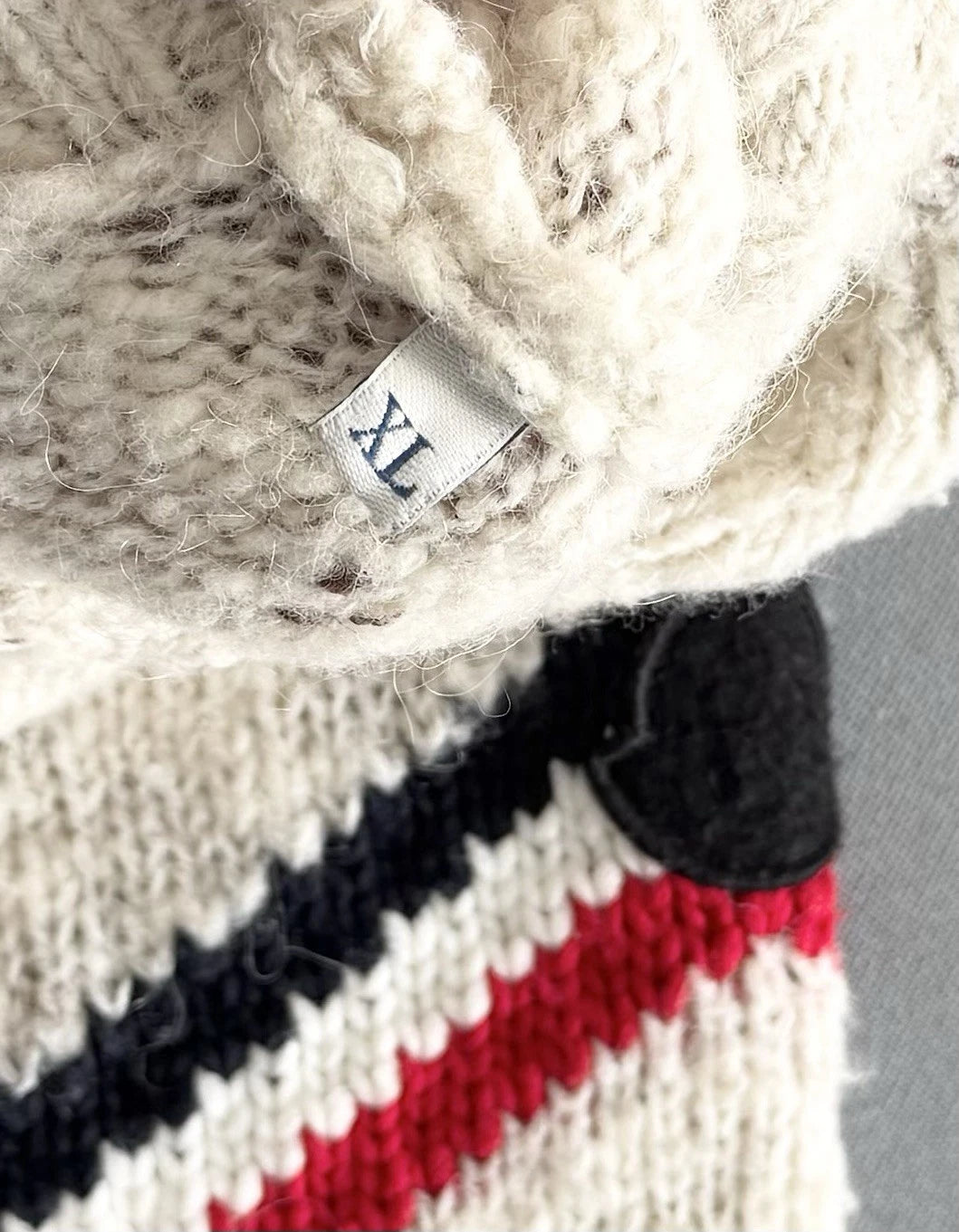 Moncler Stripe Beige Wool And Alpaca Blend Sweater - Size: XL (23” PTP)