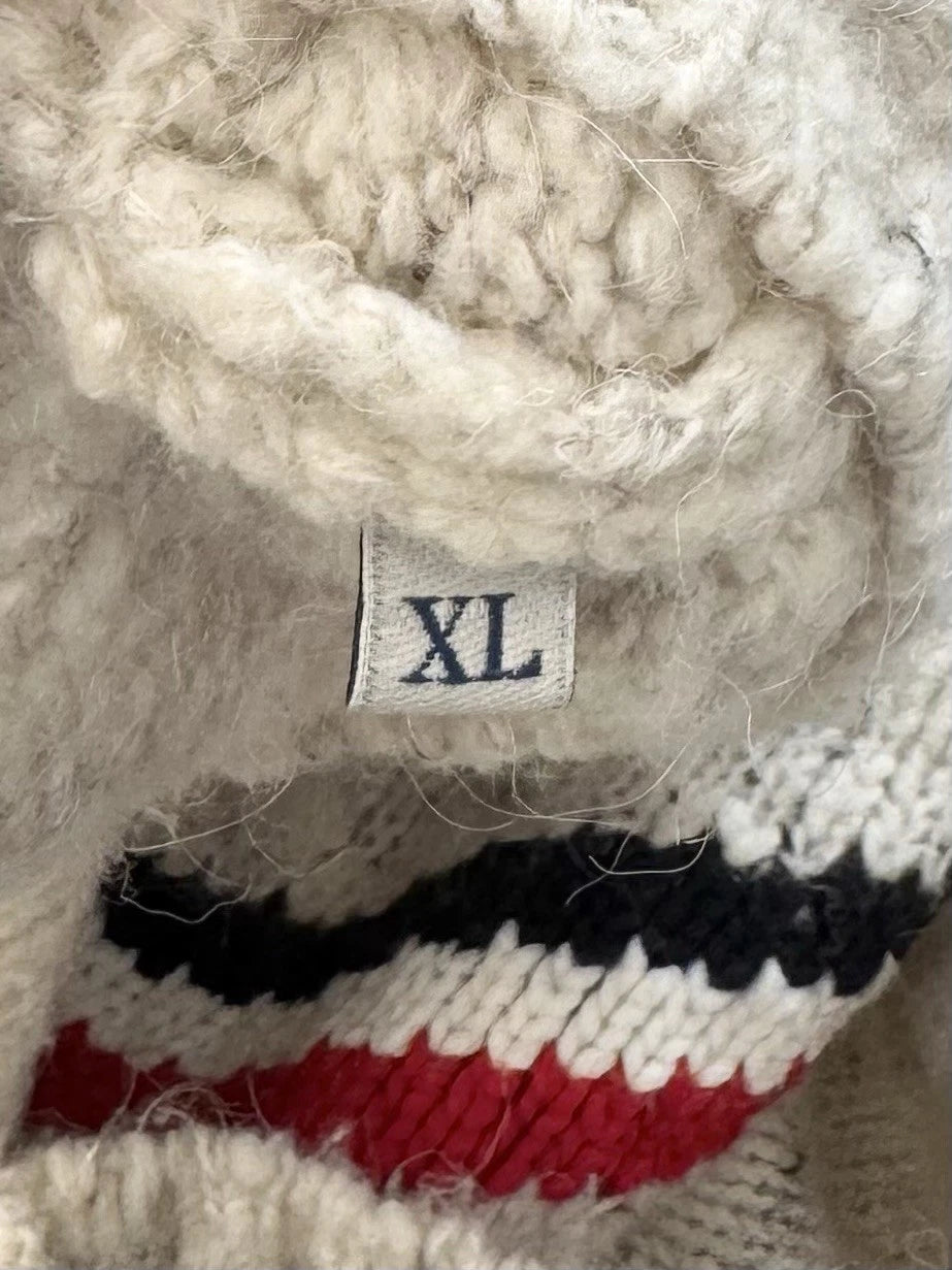 Moncler Stripe Beige Wool And Alpaca Blend Sweater - Size: XL (21” PTP)