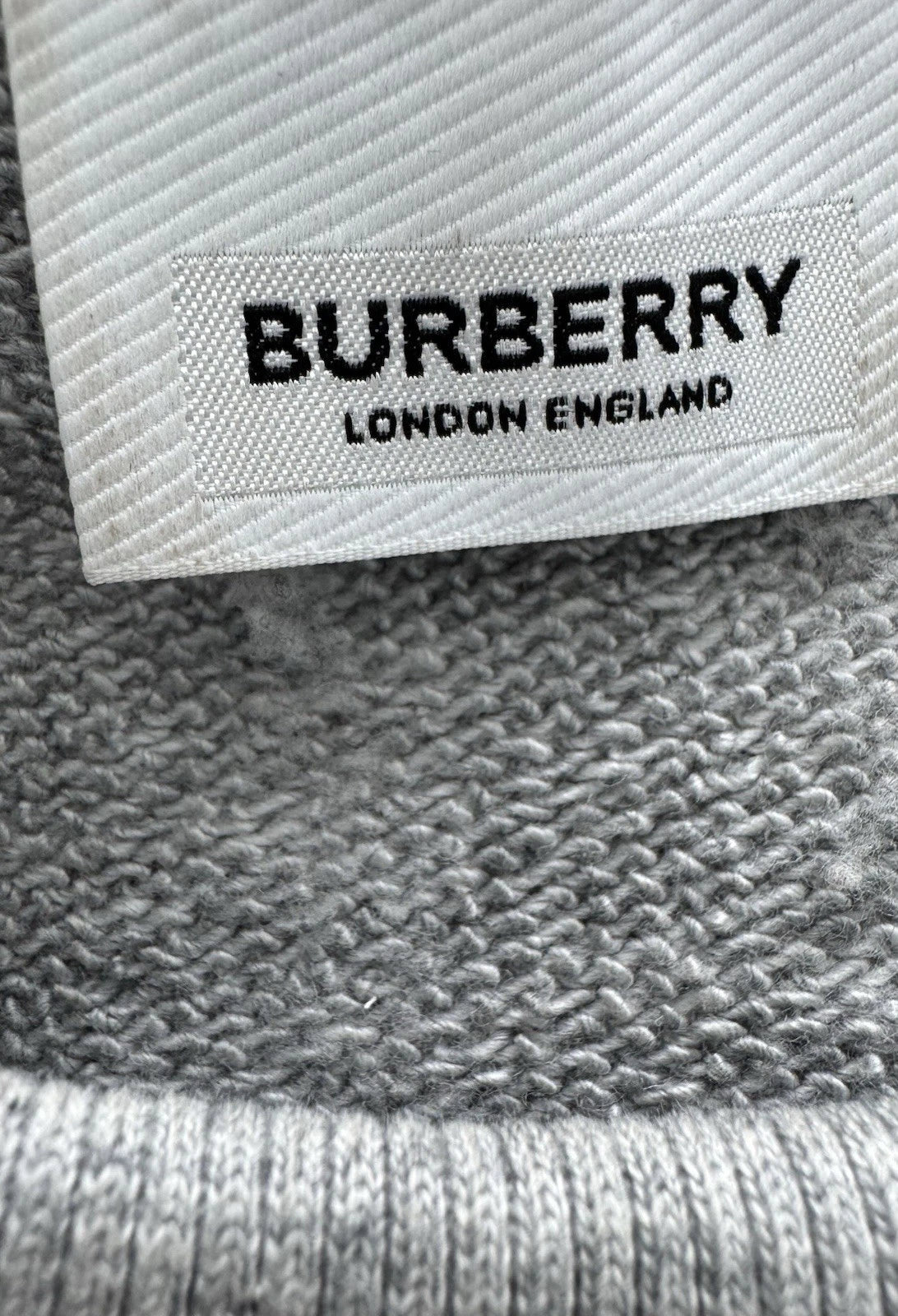 Burberry Grey Logo Patch Cotton Sweatshirt - Size: XL (26” PTP) Fits XXL