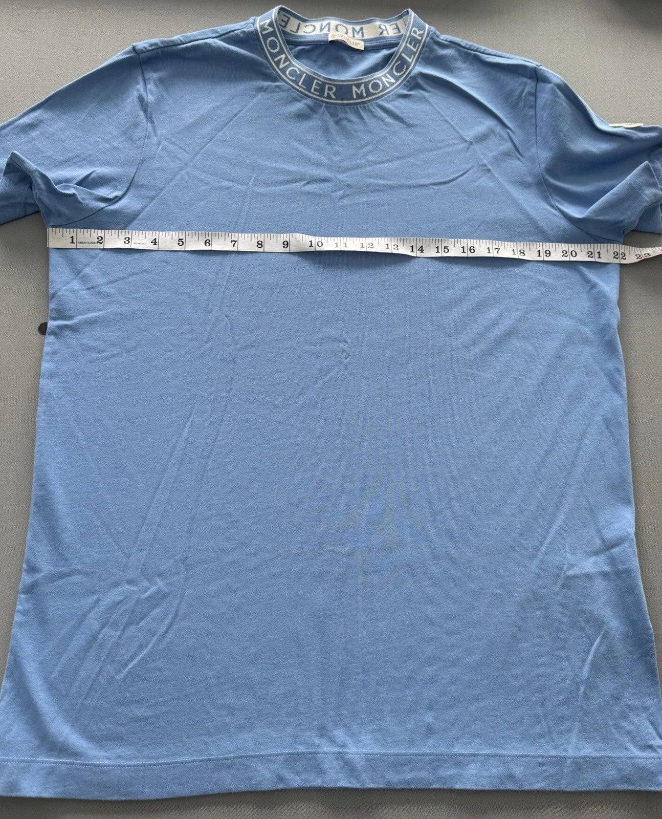 Moncler Sky Blue Garment-Washed T-Shirt - Large - 22” PTP