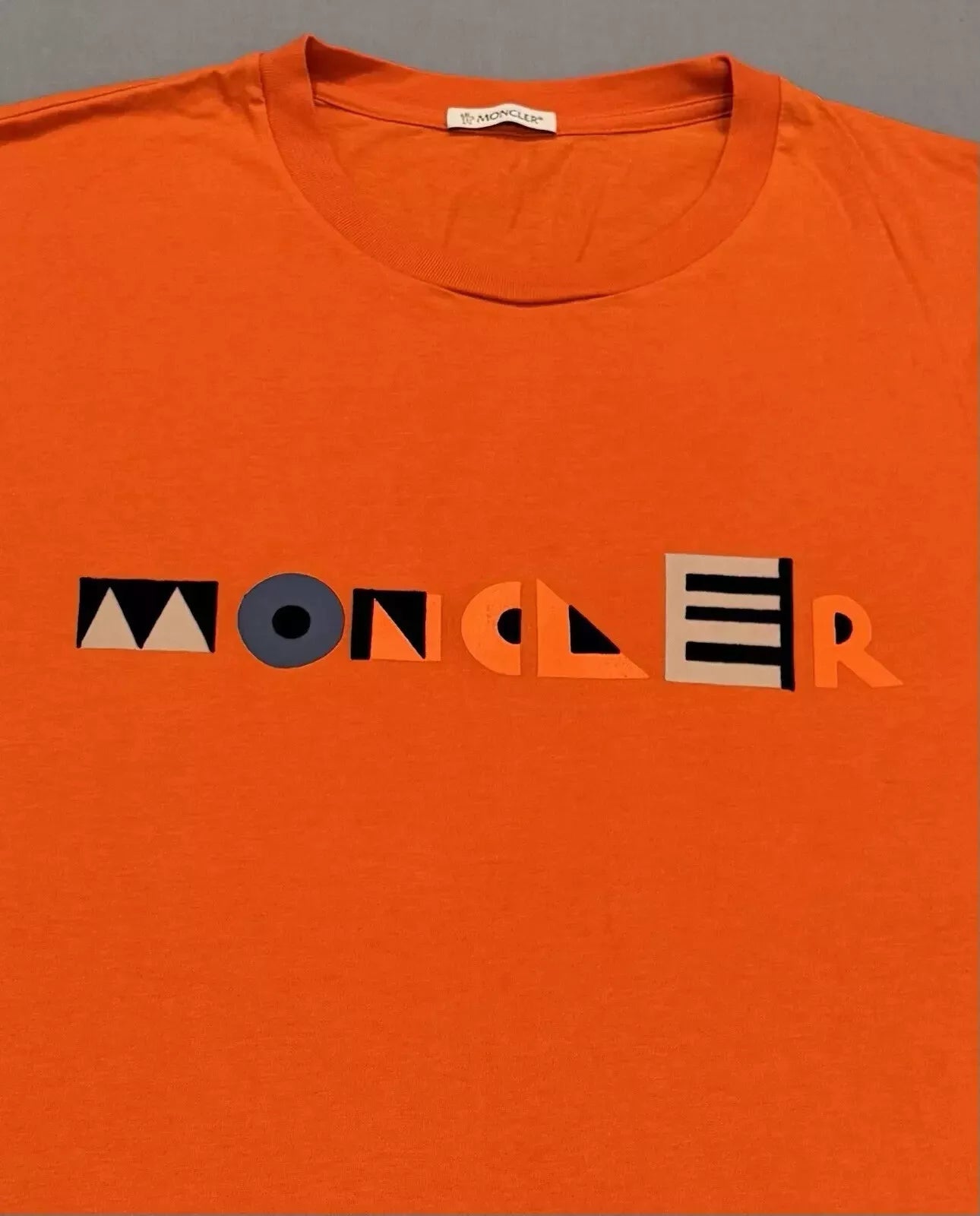 Moncler Orange Logo Print T Shirt - Large (23” PTP)